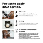 Pro tips for applying iNOA hair color service with preparation, mixing, and application steps