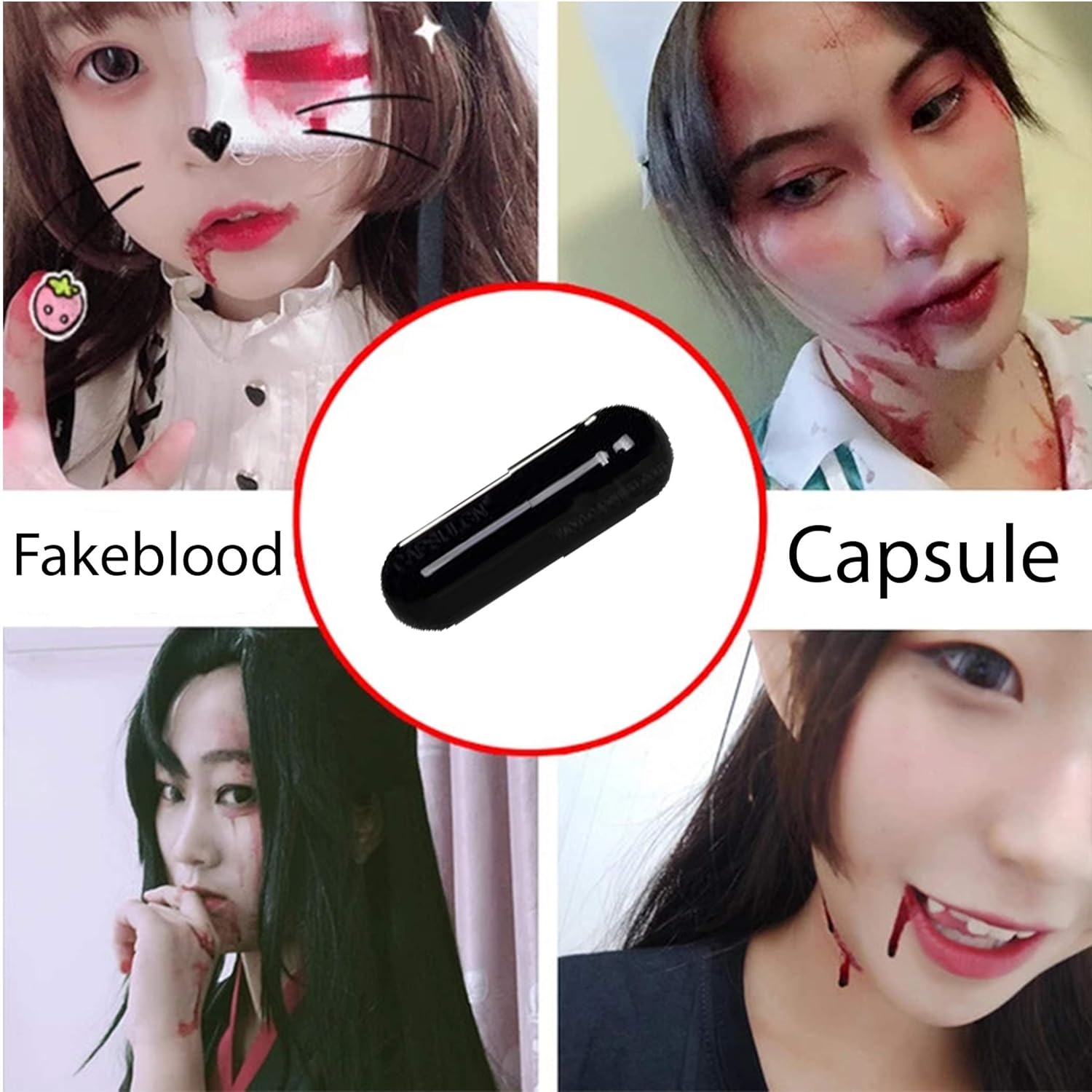 Blackblood The Fake Blood (Blood Capsules) for Horror Fake Blood Scary Prank & Halloween Party (Bloodyred) (Pack of 4 Capsules)