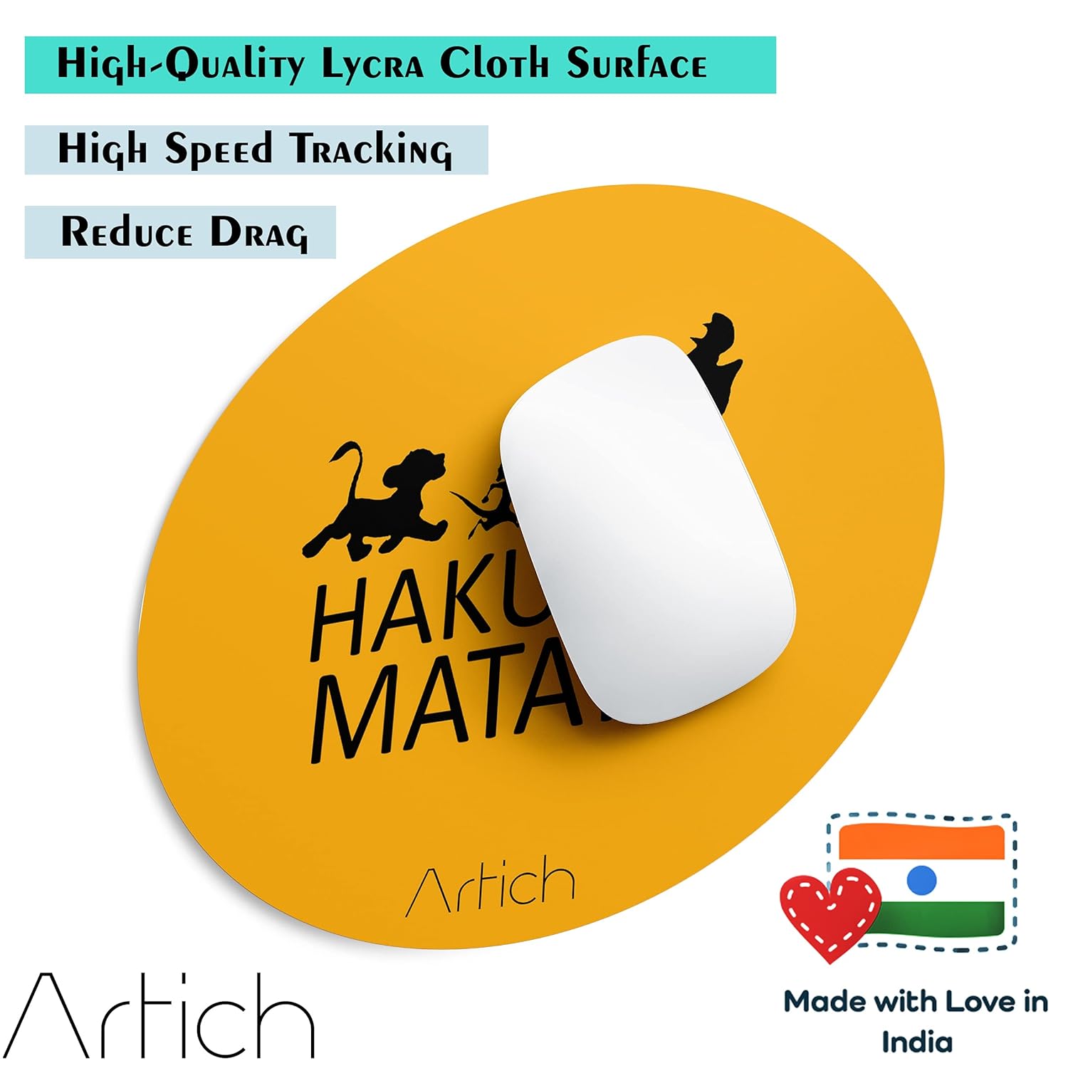 Artich Designer Gaming Mouse Pad  (Yellow Hakuna Matata)