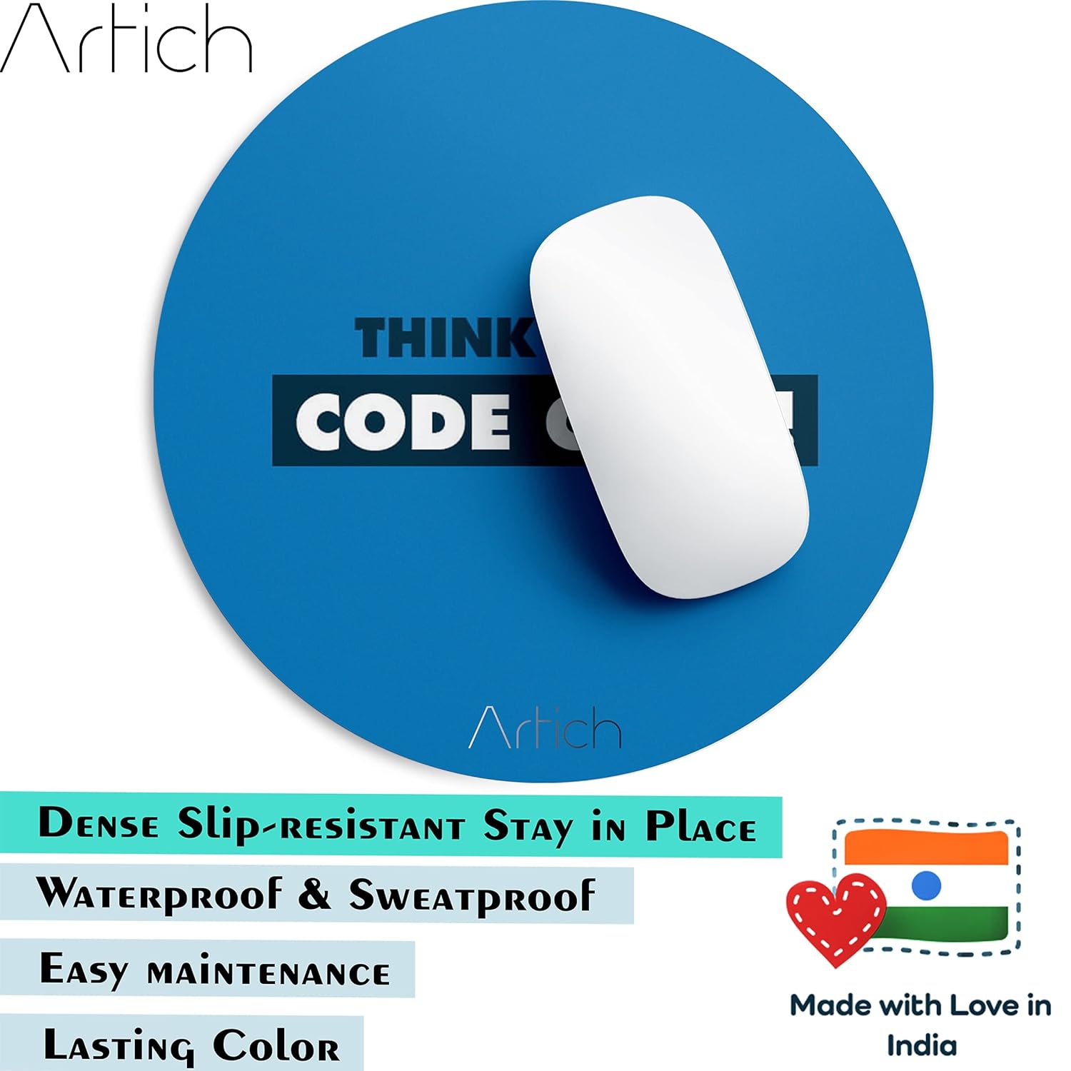 Artich Designer Gaming Mouse Pad (Think Twice Code Once)