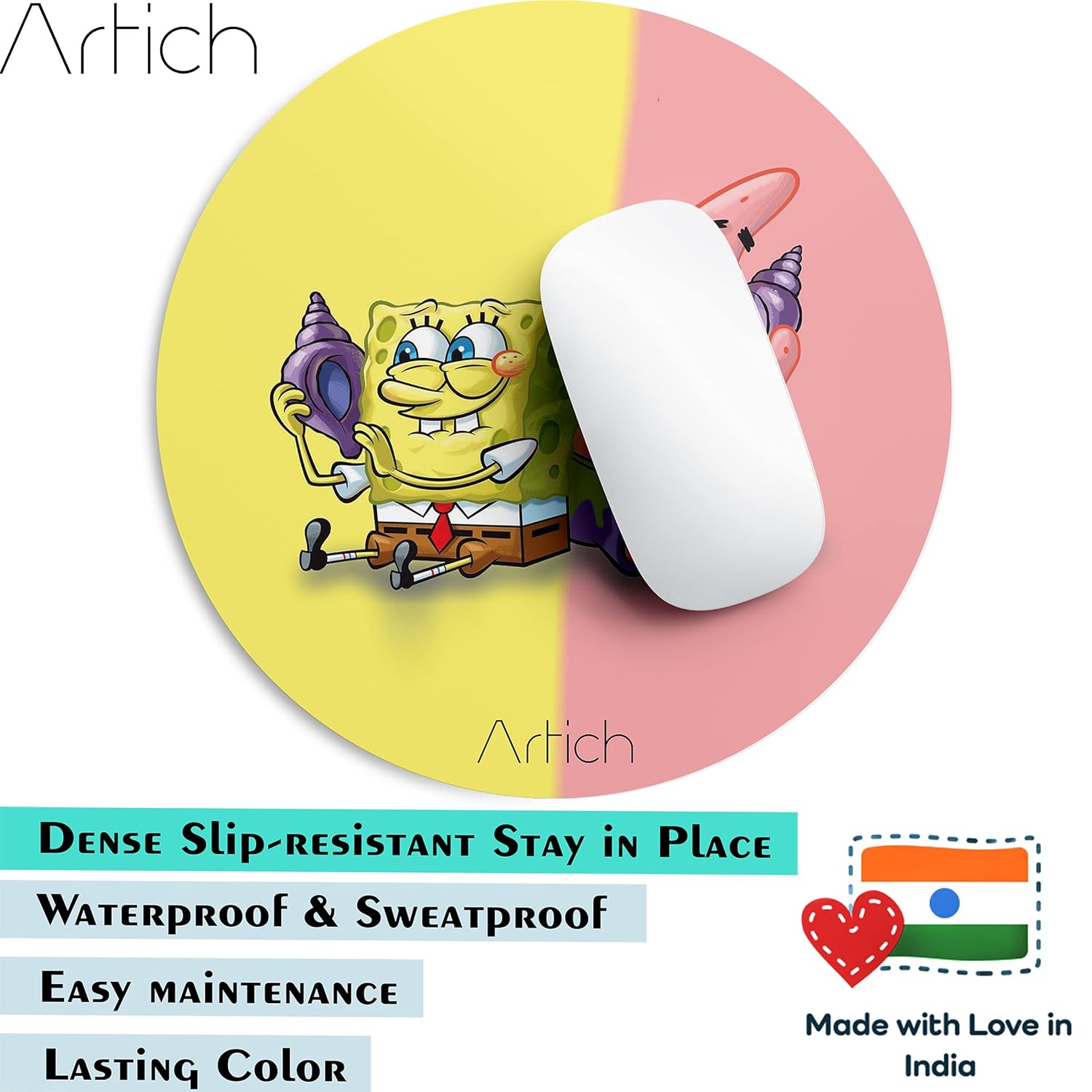 Artich Designer Gaming Mouse Pad Spongebob & Patrick)