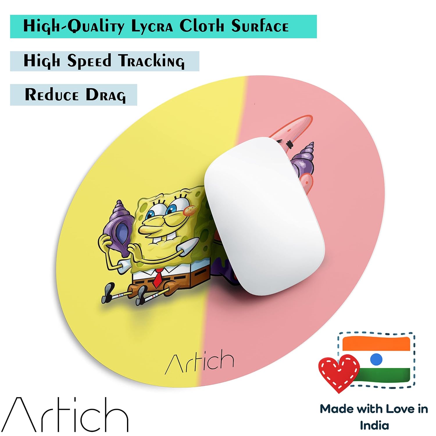 Artich Designer Gaming Mouse Pad Spongebob & Patrick)