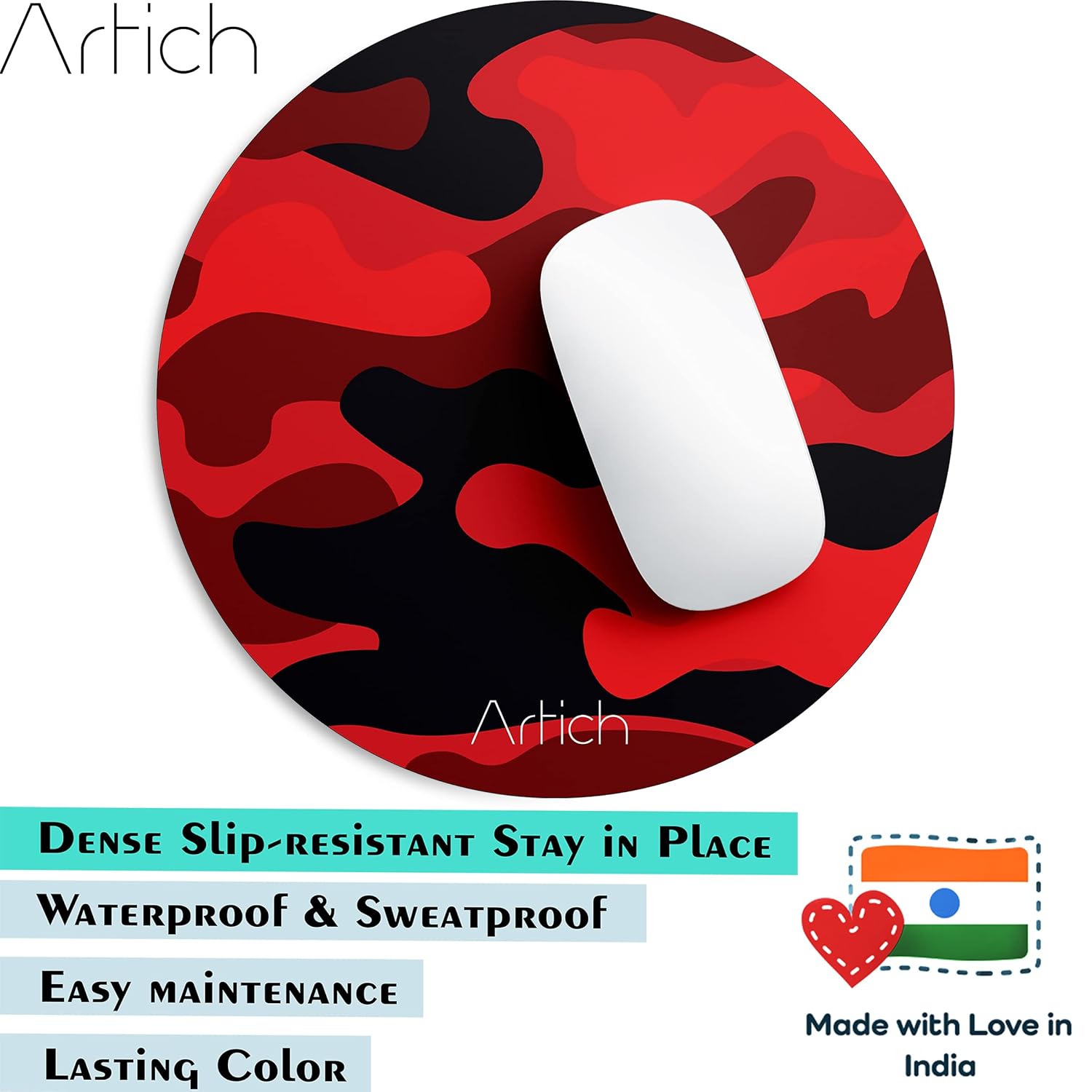 Artich Designer Gaming Mouse Pad(Red Black Camouflage)