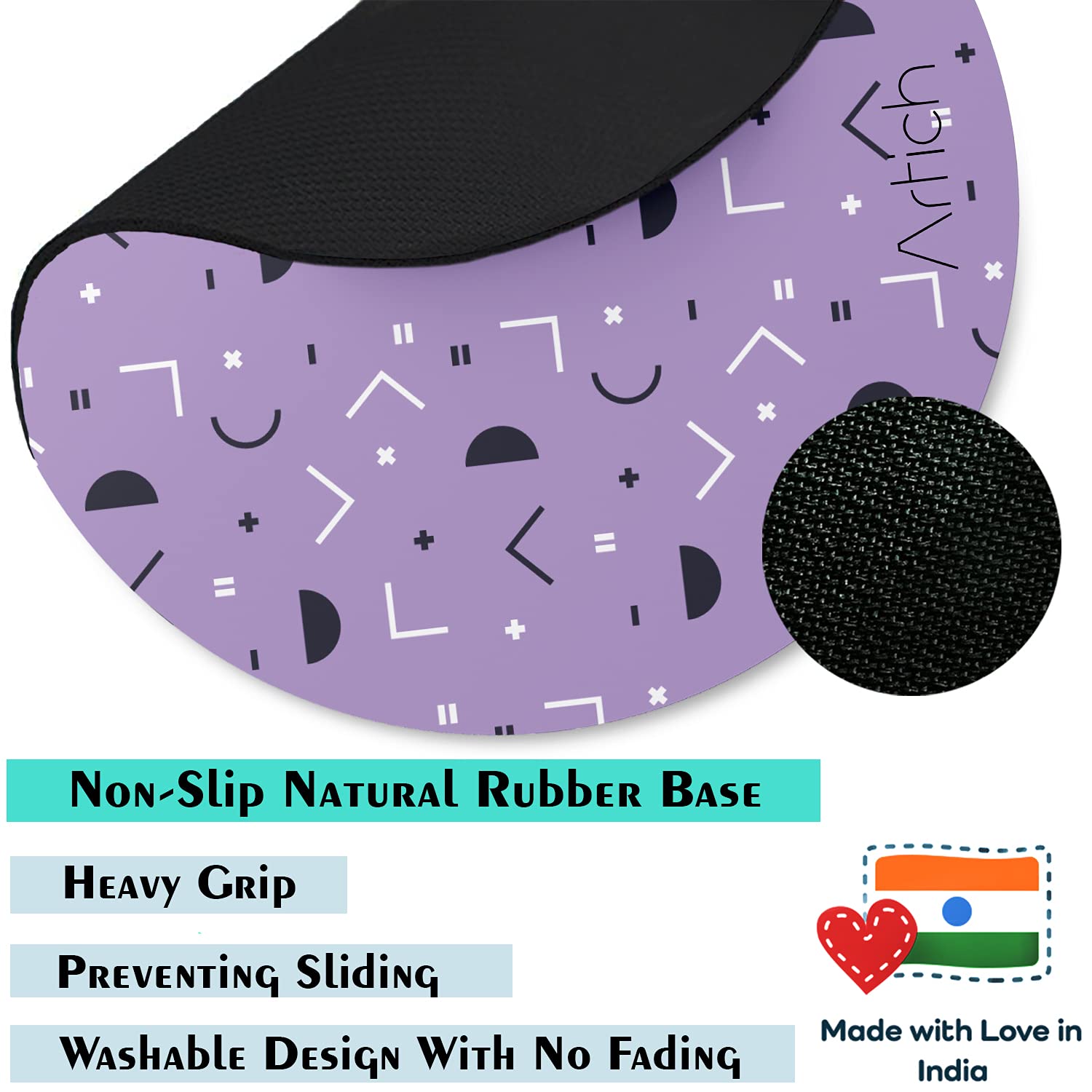 Artich Designer Gaming Mouse Pad (Violet Black Random Objects)