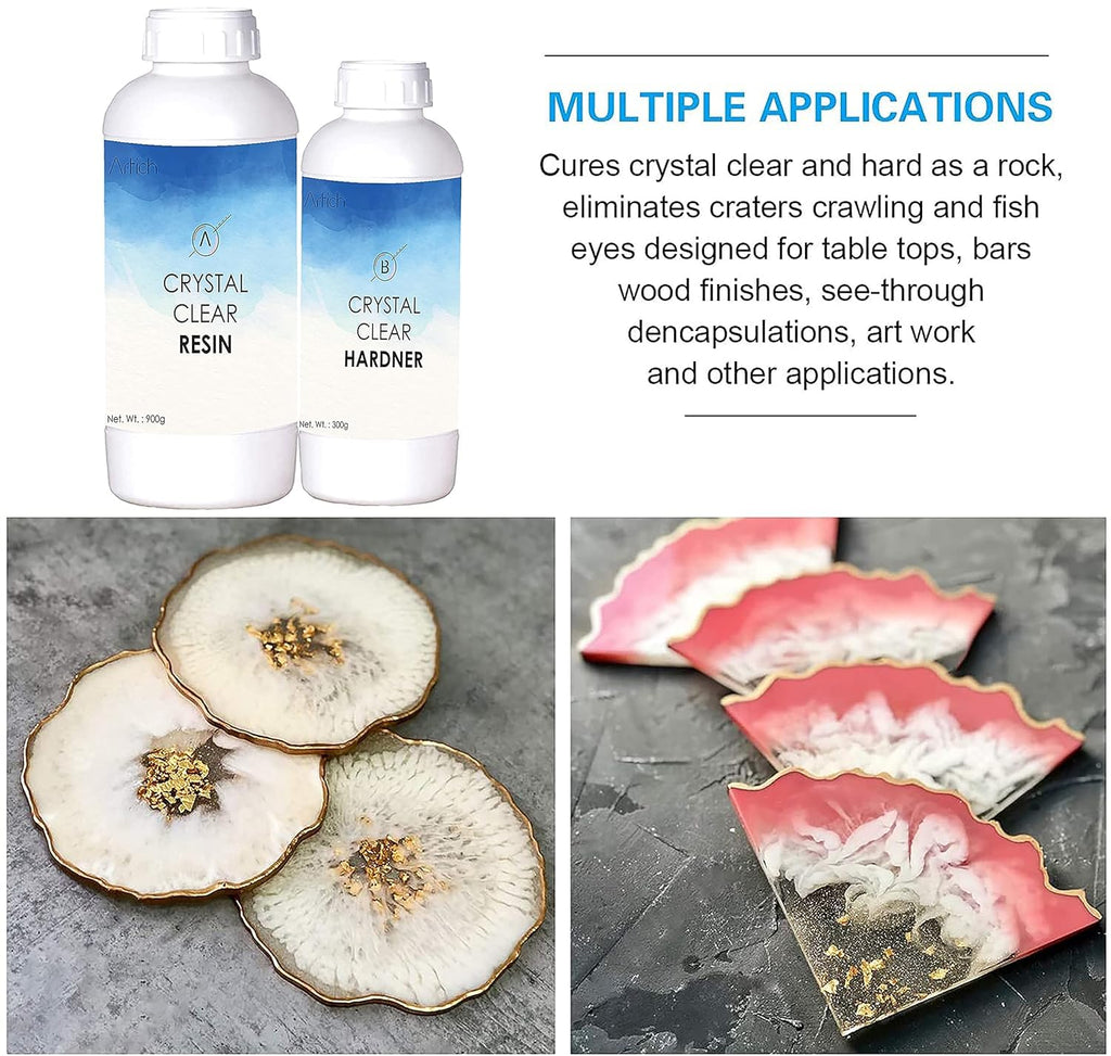 Artich Epoxy Resin Art Kit Crystal Clear Epoxy Resin And Hardener high gloss finish, non-toxic, UV Resistant