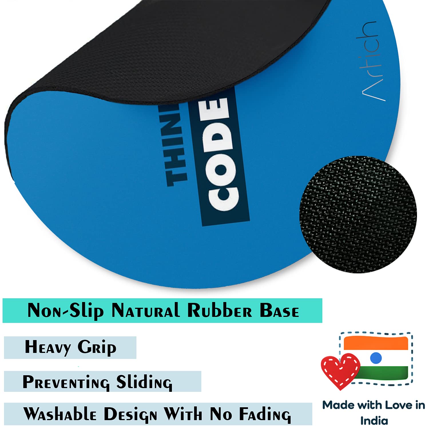 Artich Designer Gaming Mouse Pad (Think Twice Code Once)