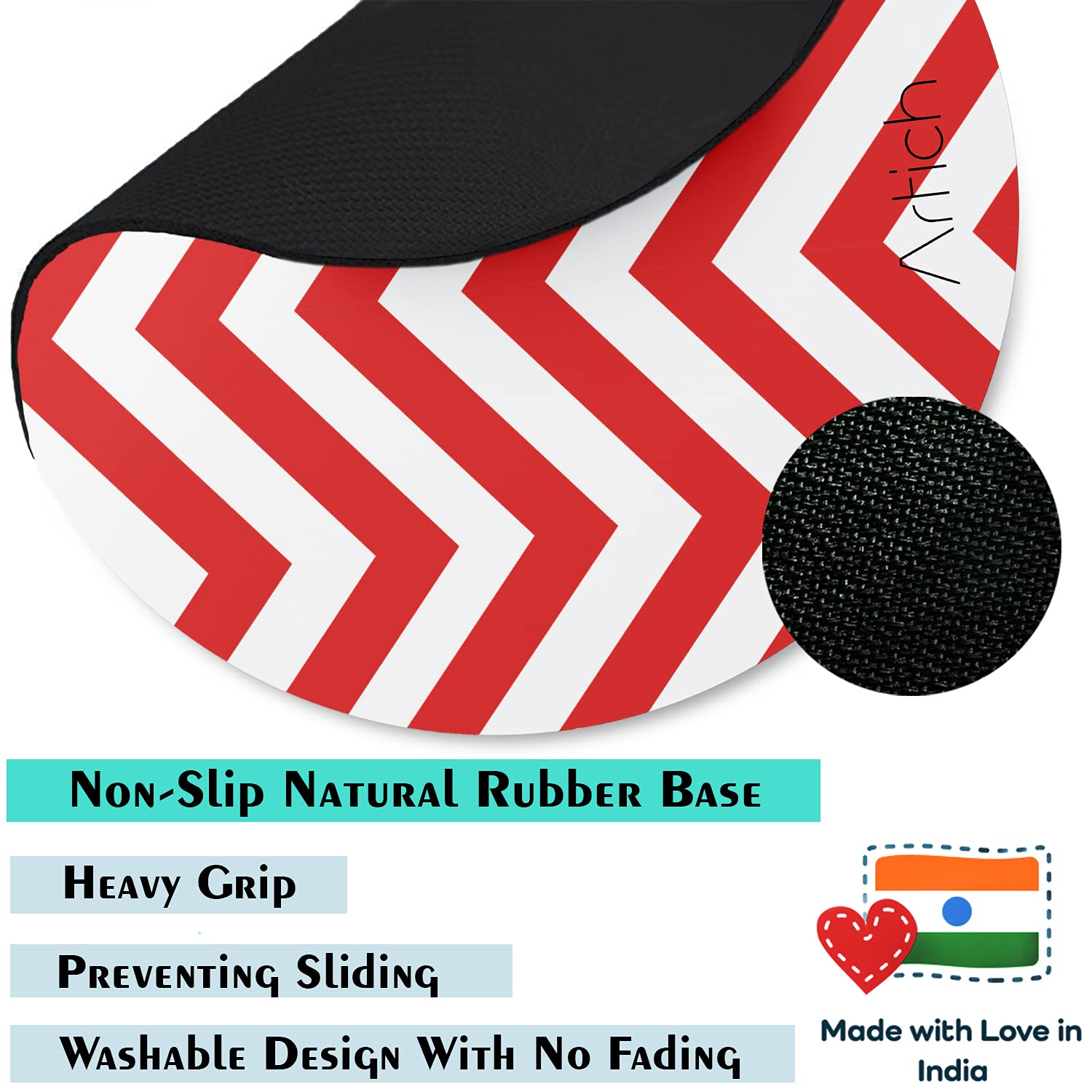 Artich Designer Gaming Mouse Pad (Red White Zig-Zag Lines)