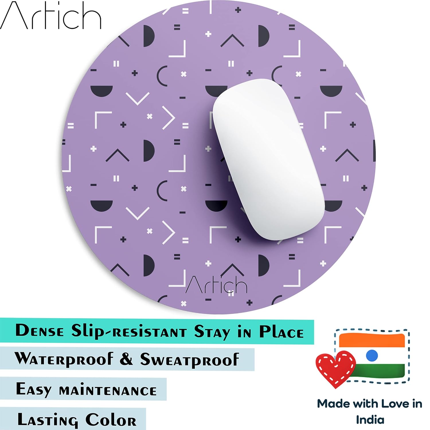 Artich Designer Gaming Mouse Pad (Violet Black Random Objects)