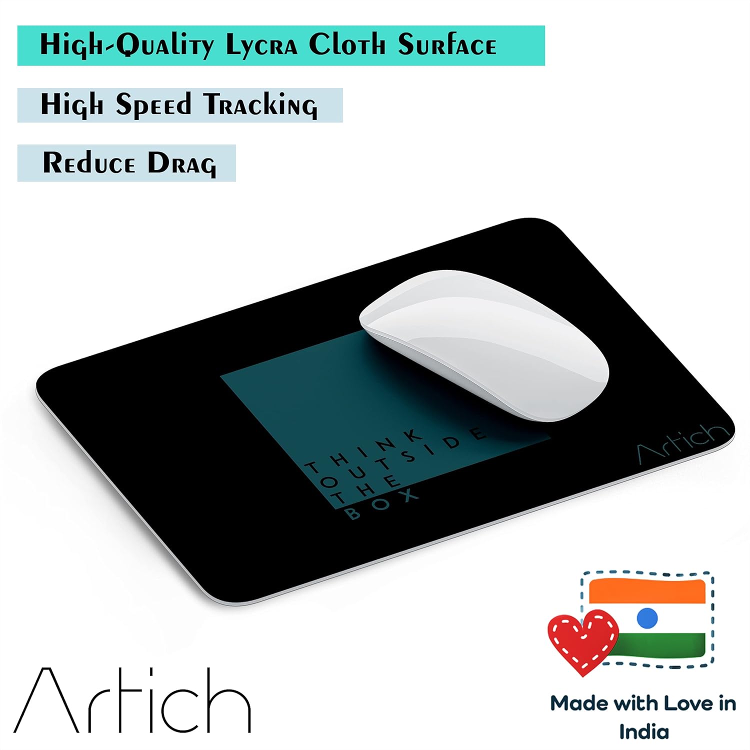 Artich Think Outside Box Blue Gaming Mouse Pad