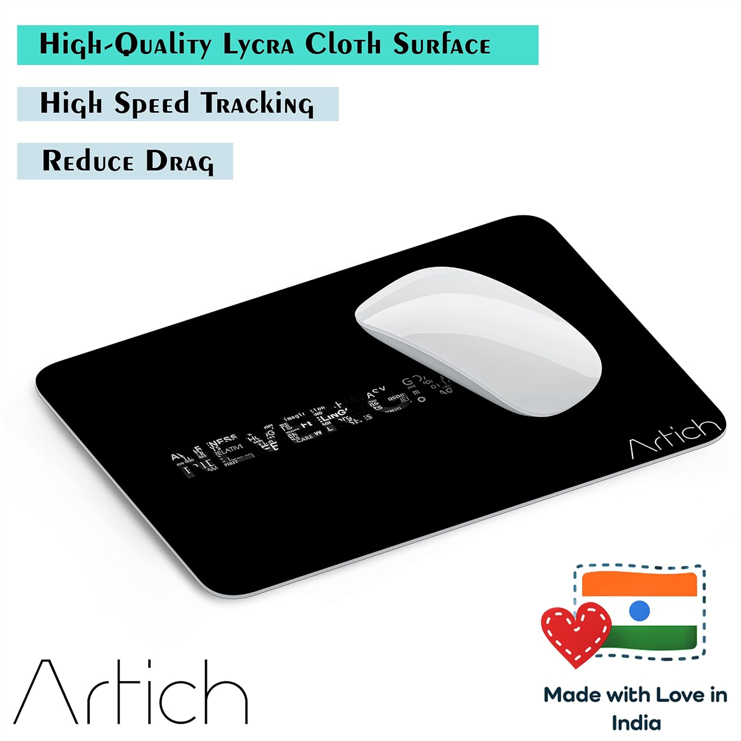 Artich Never Give Up BW Gaming Mouse Pad