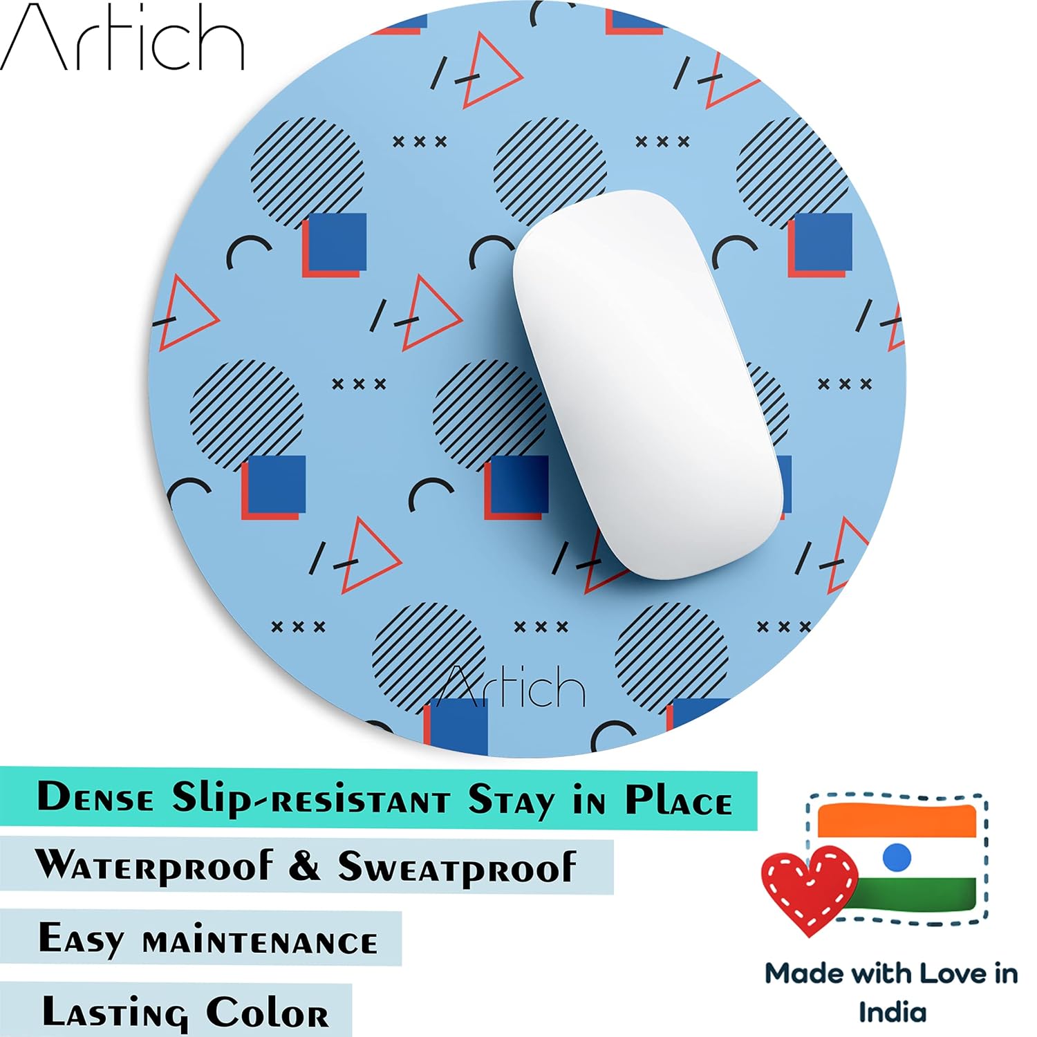 Artich Designer Gaming Mouse Pad  (Circle Square Random Objects)