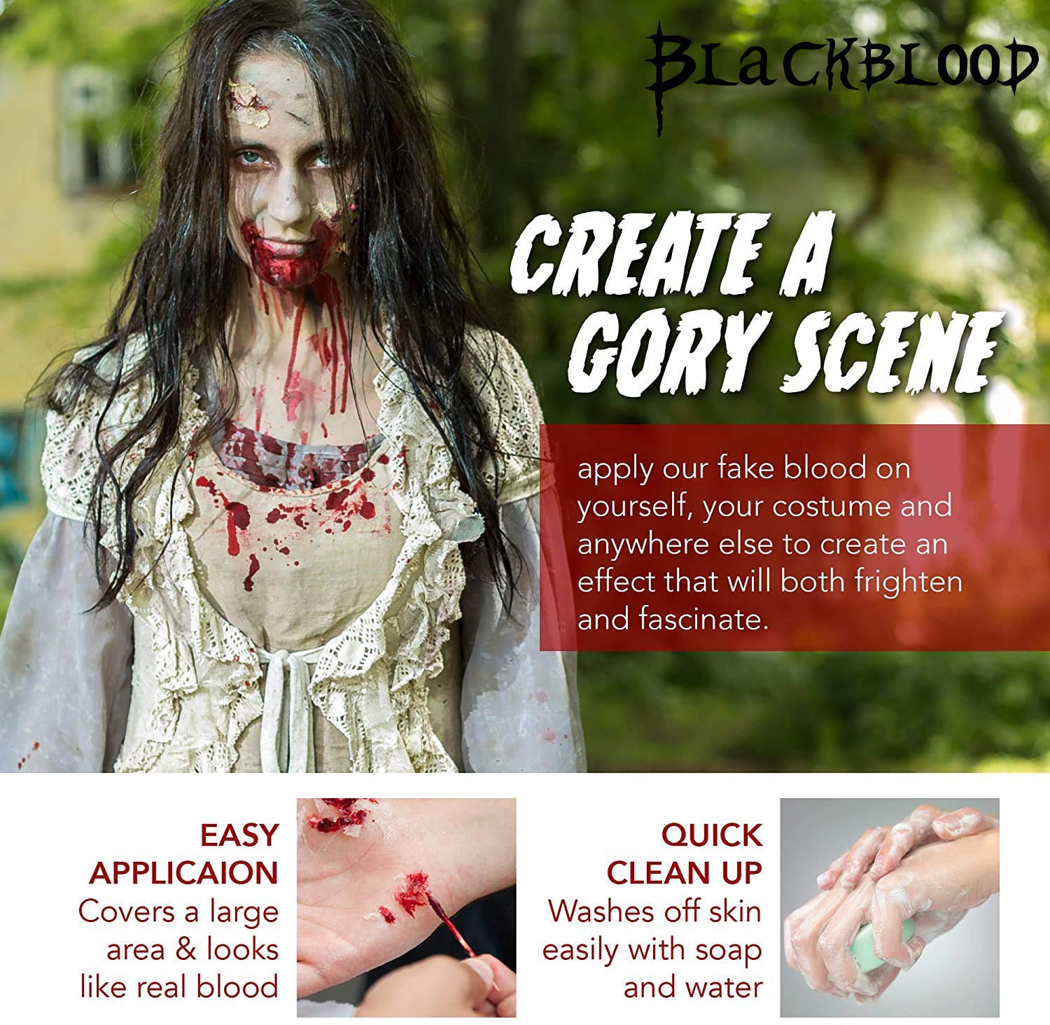 Blackblood The Fake Blood for Horror Fake Blood Scary Prank & Halloween Party (Bloodyred) (30ml)