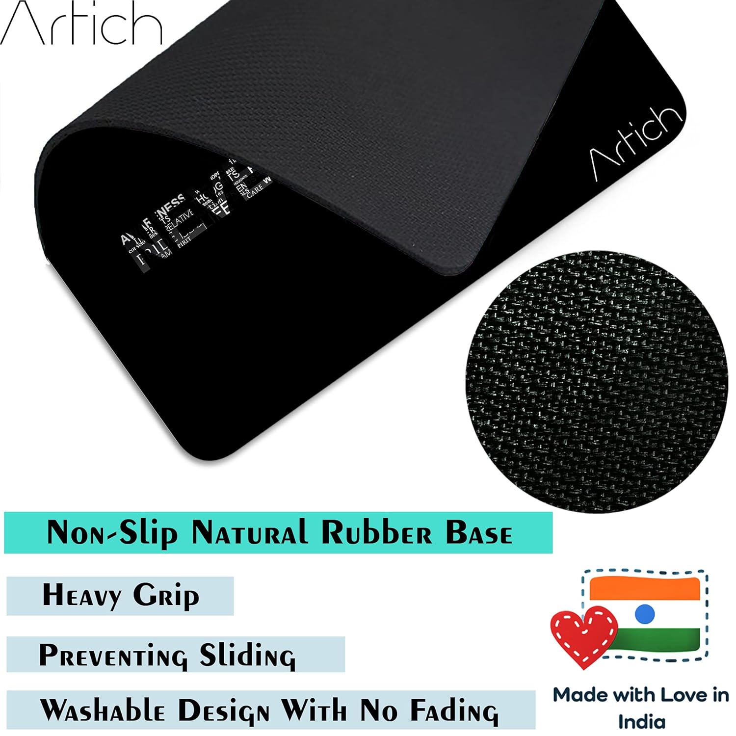 Artich Never Give Up BW Gaming Mouse Pad