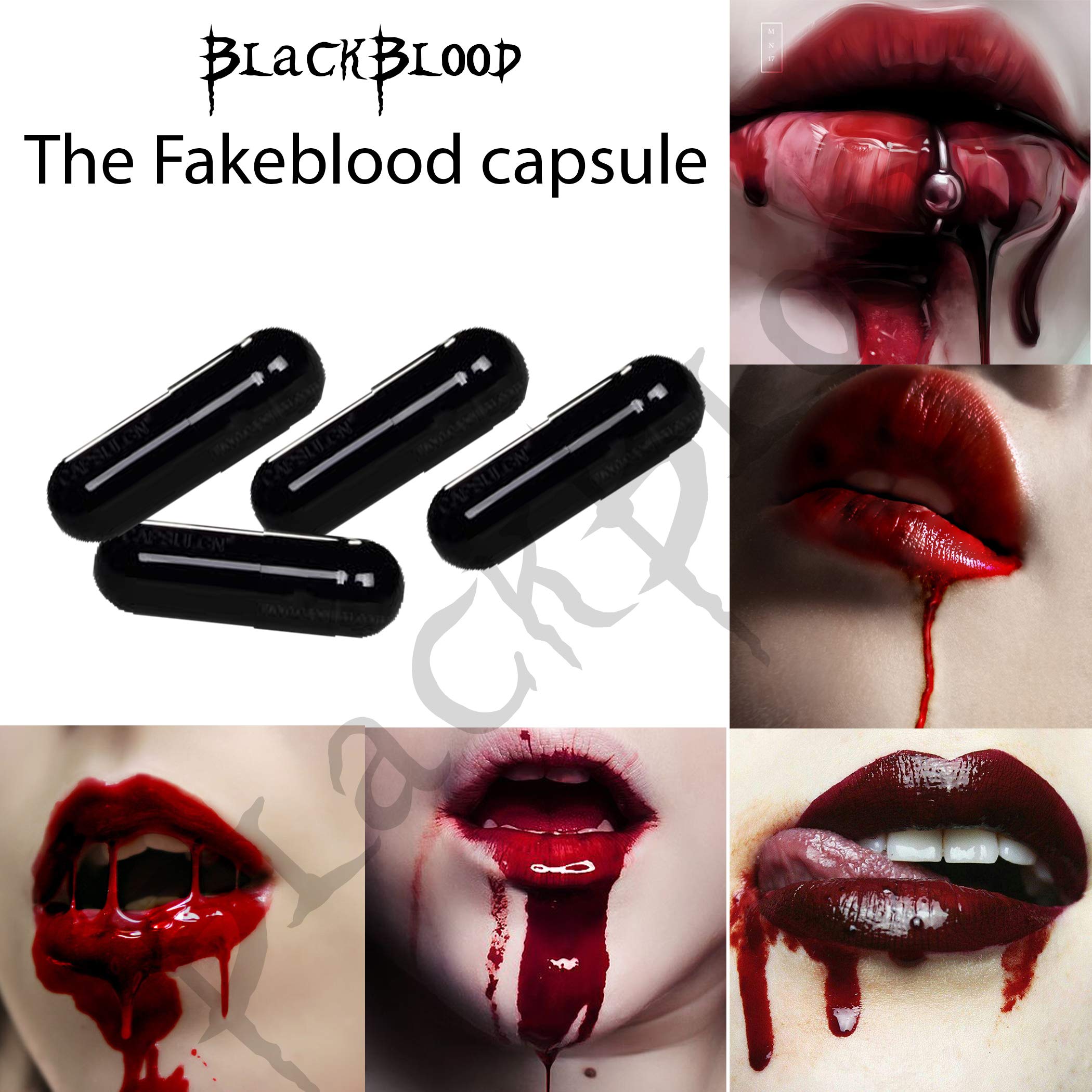 Blackblood The Fake Blood (Blood Capsules) for Horror Fake Blood Scary Prank & Halloween Party (Bloodyred) (Pack of 6 Capsules)