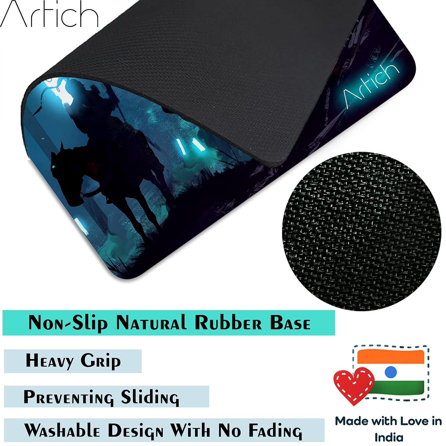 Artich Samurai with Glowing Flags Gaming Mouse Pad