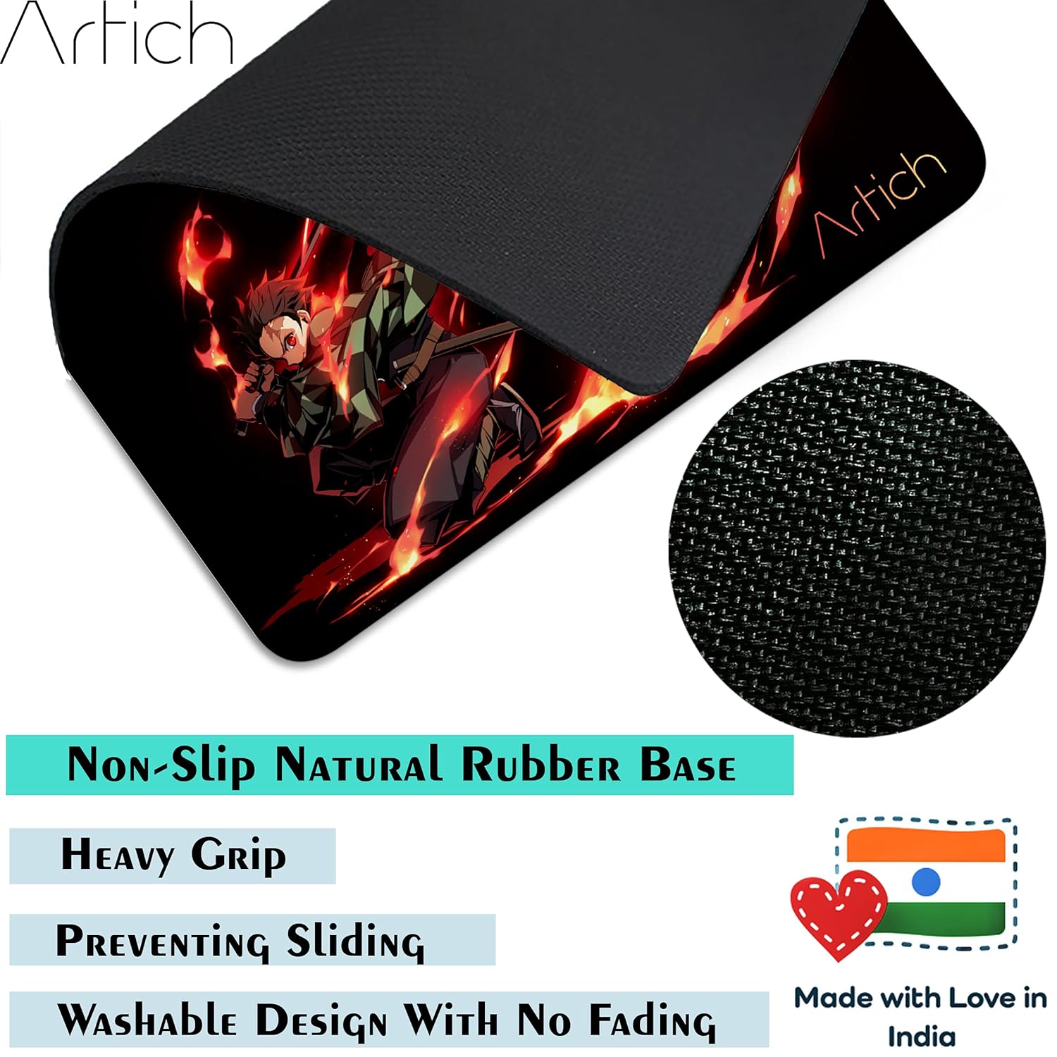 Artich Tanjiro Flame Wheel Anime Gaming Mouse Pad