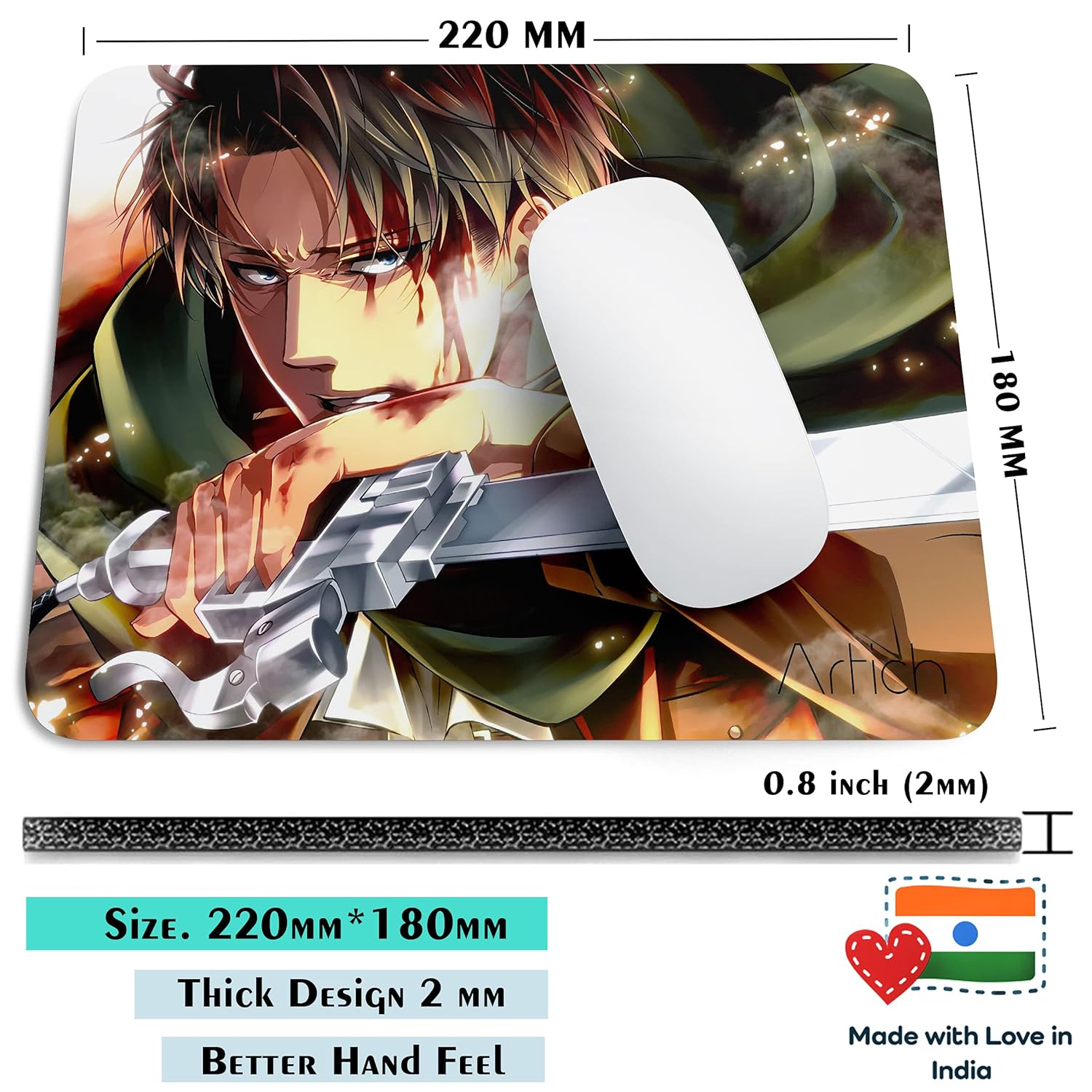 Artich Levi Ackerman Anime Gaming Mouse Pad