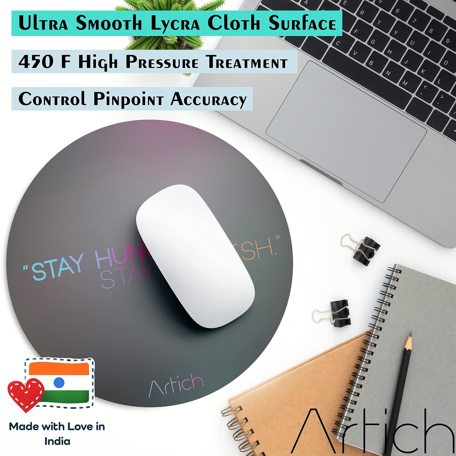 Artich Designer Gaming Mouse Pad (Stay Hungry & Foolish)