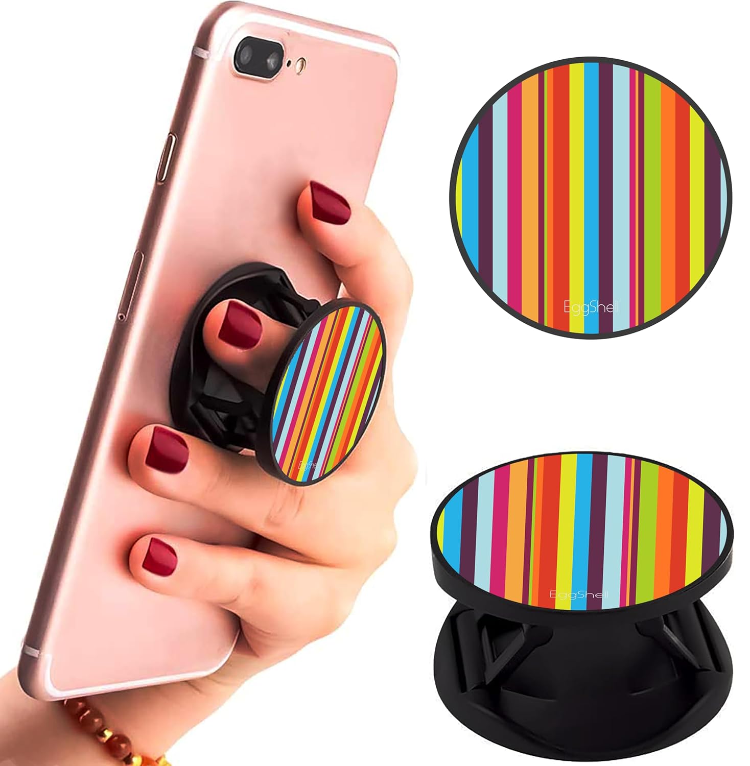 Eggshell® Pop Mobile Holder (Dark Colorful Striped Marble)