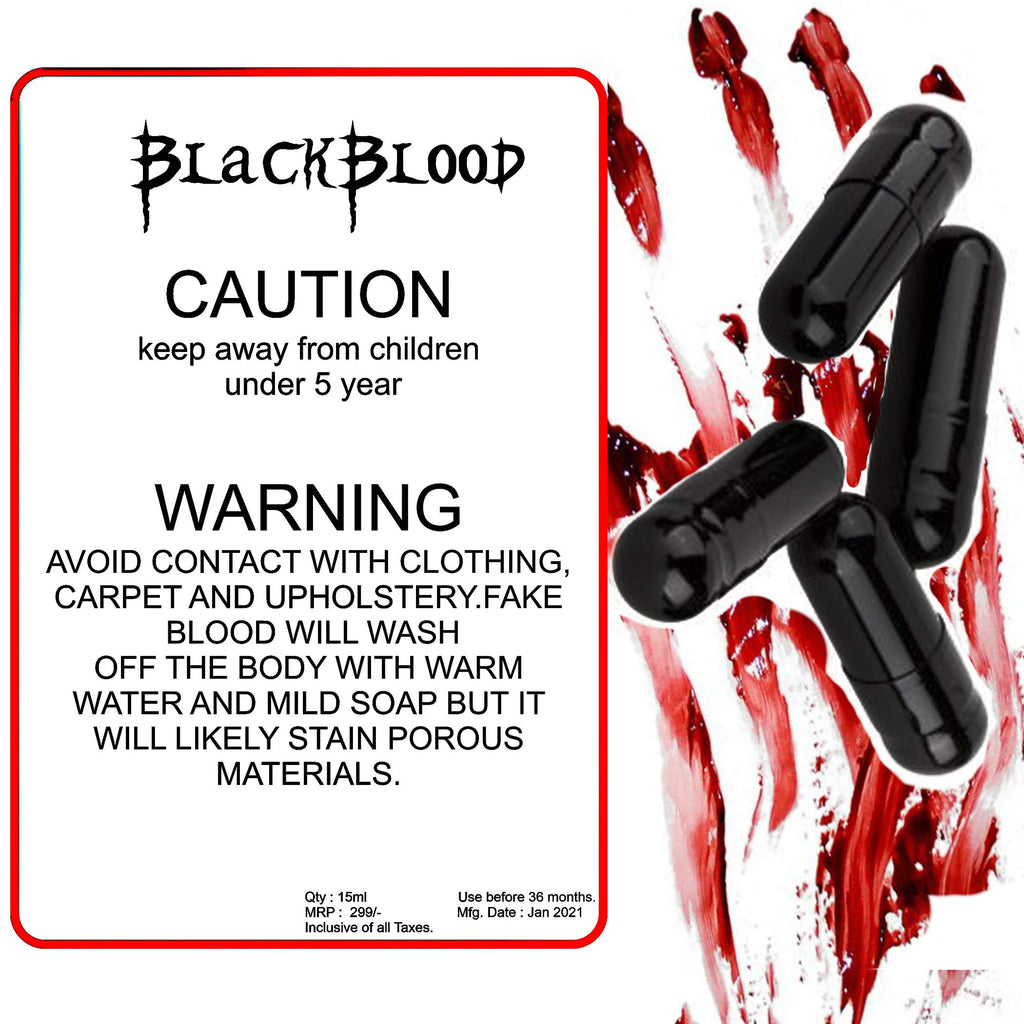 Blackblood The Fake Blood (Blood Capsules) for Horror Fake Blood Scary Prank & Halloween Party (Bloodyred) (Pack of 6 Capsules)