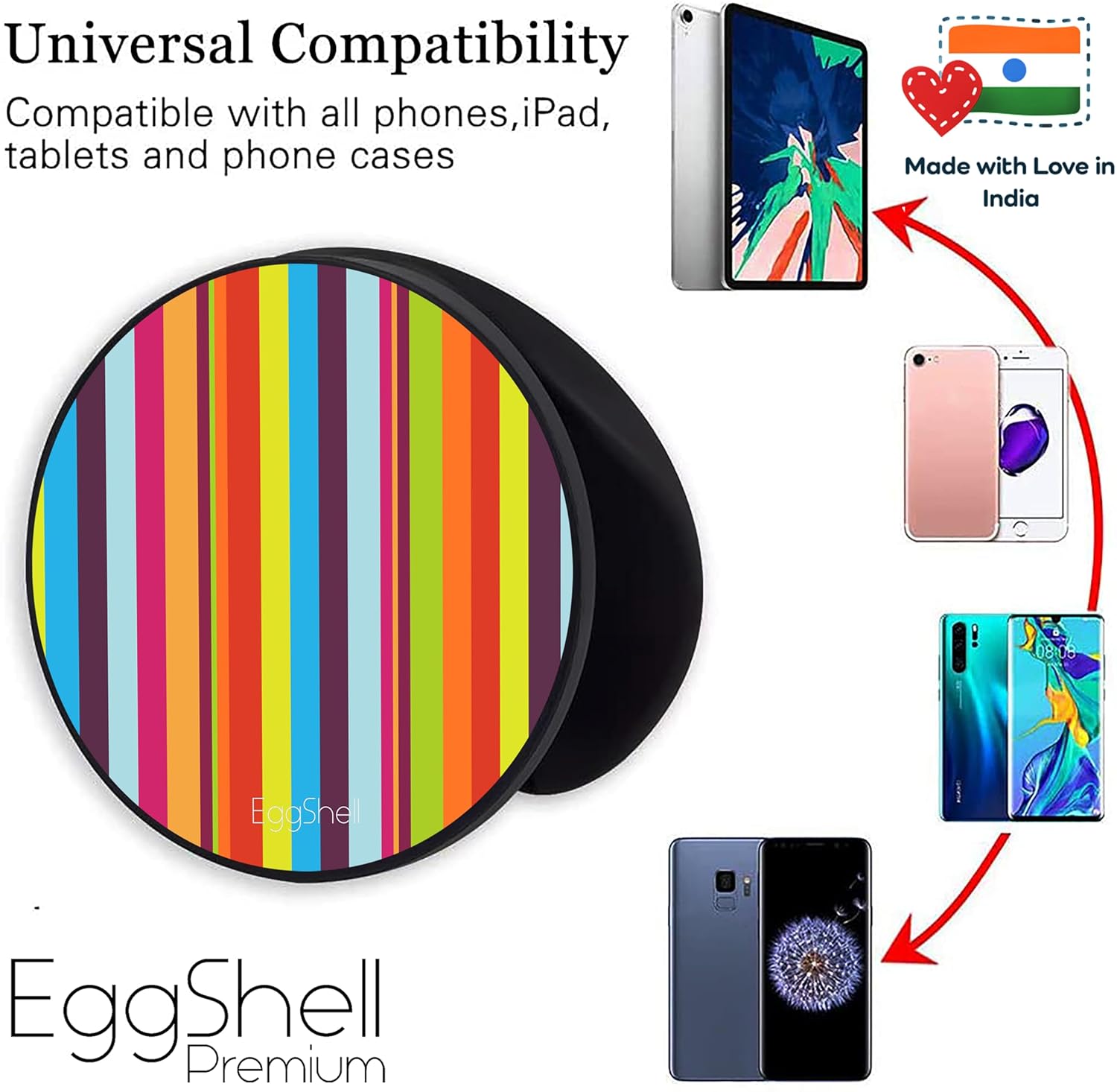 Eggshell® Pop Mobile Holder (Dark Colorful Striped Marble)