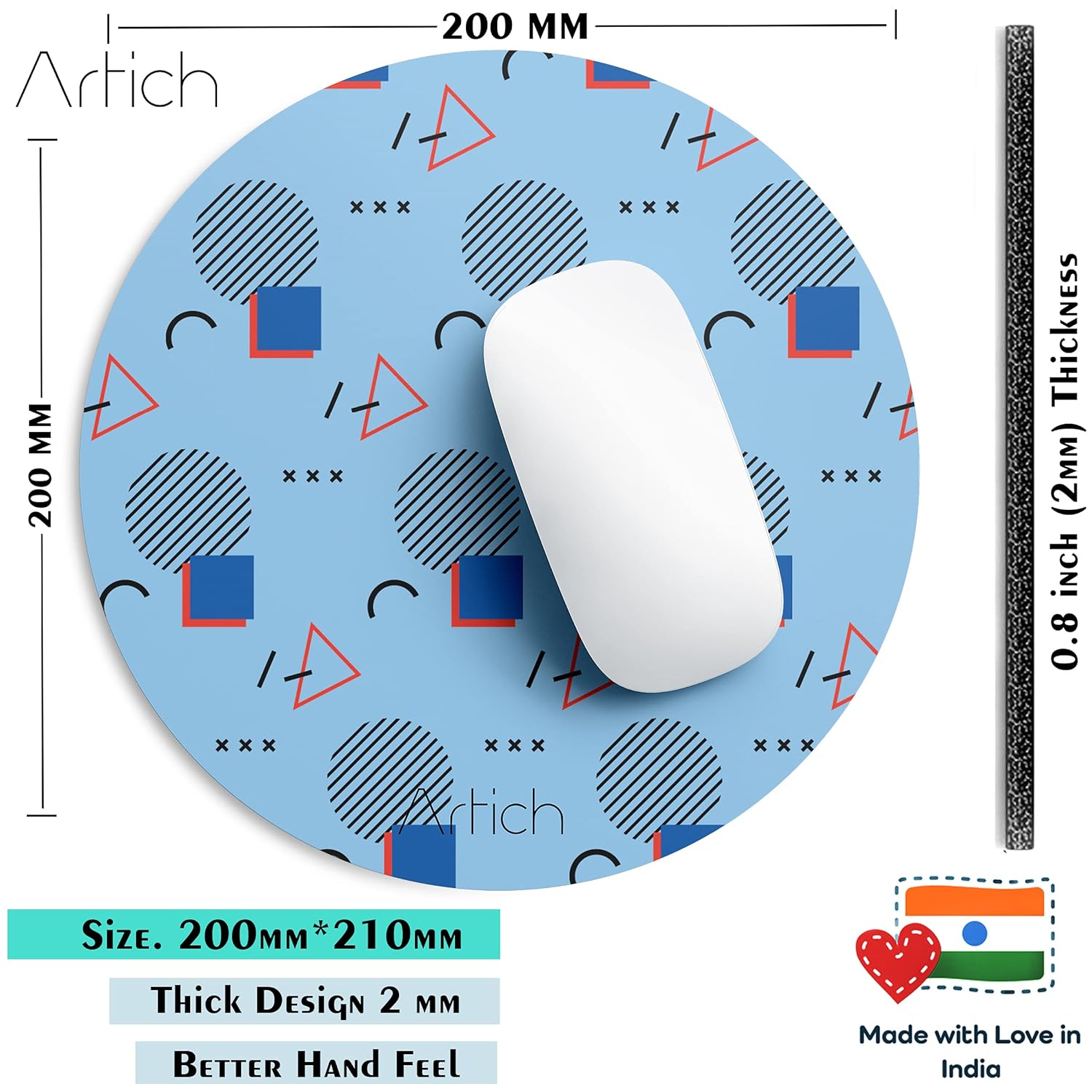 Artich Designer Gaming Mouse Pad  (Circle Square Random Objects)