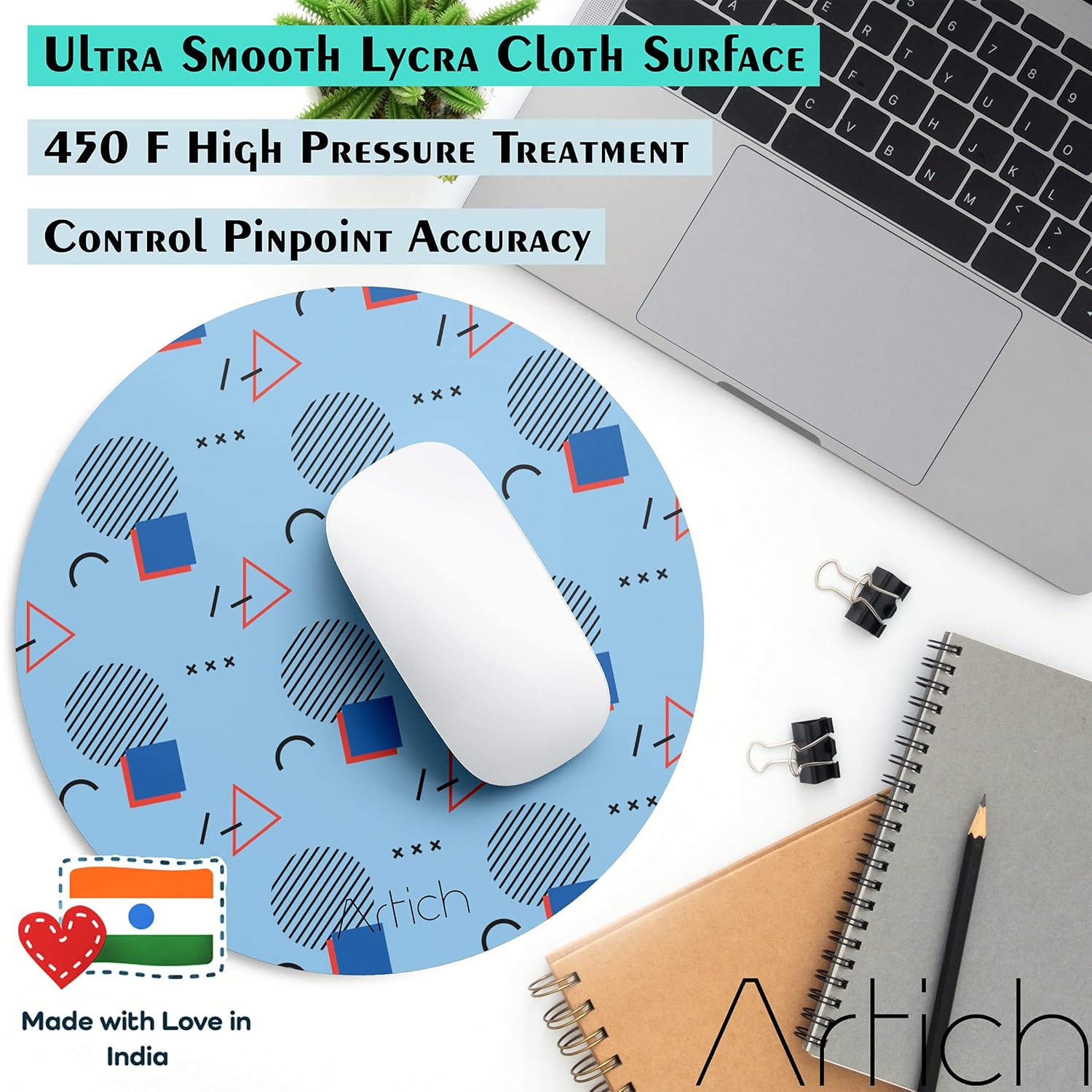 Artich Designer Gaming Mouse Pad  (Circle Square Random Objects)