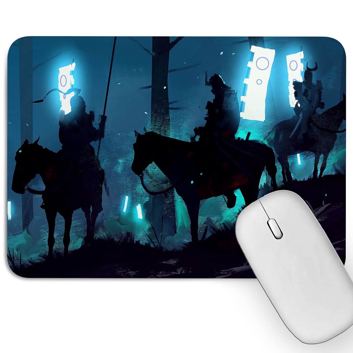 Artich Samurai with Glowing Flags Gaming Mouse Pad