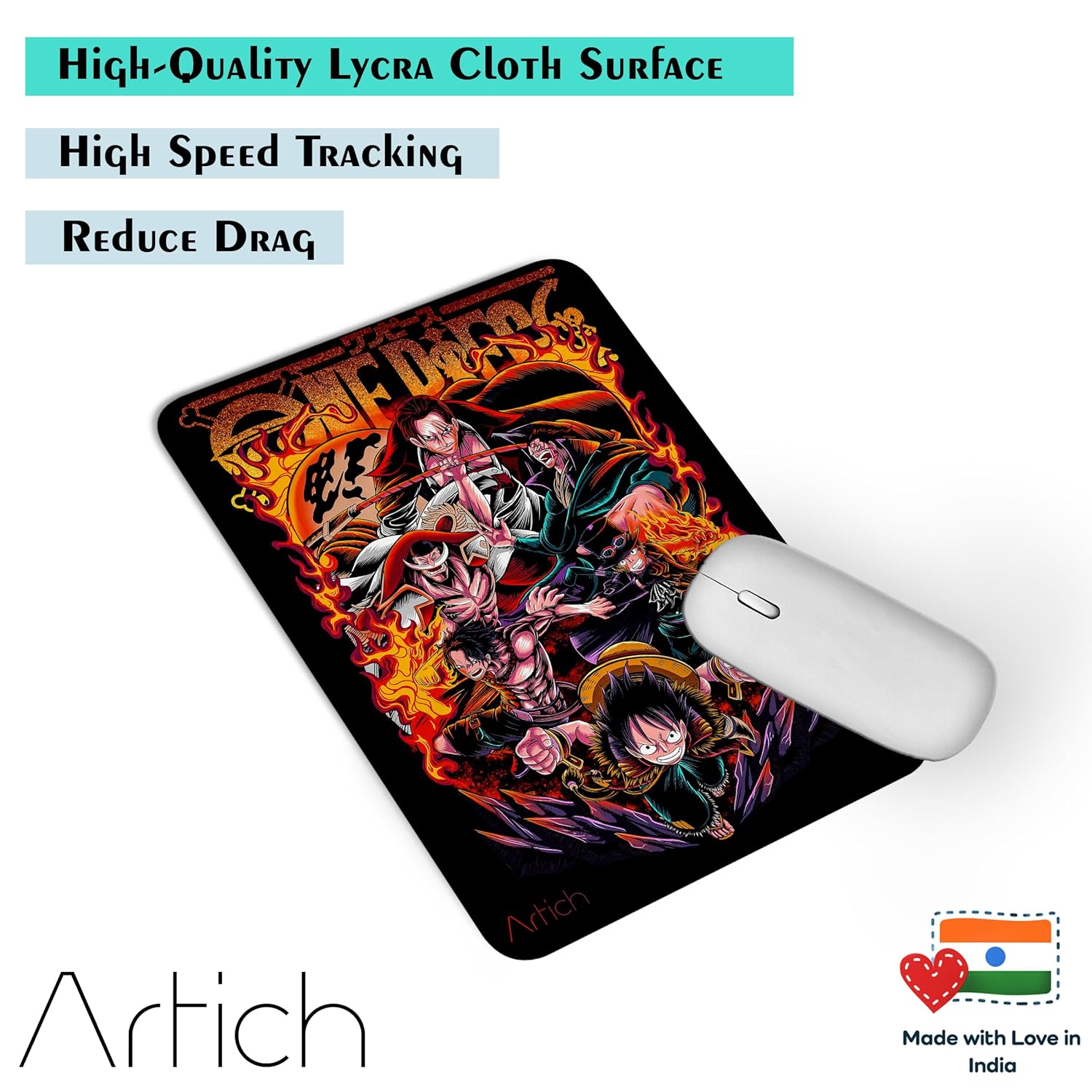 Artich Mouse Pad  (One Piece Ace Luffy Sabo and their Mentors)