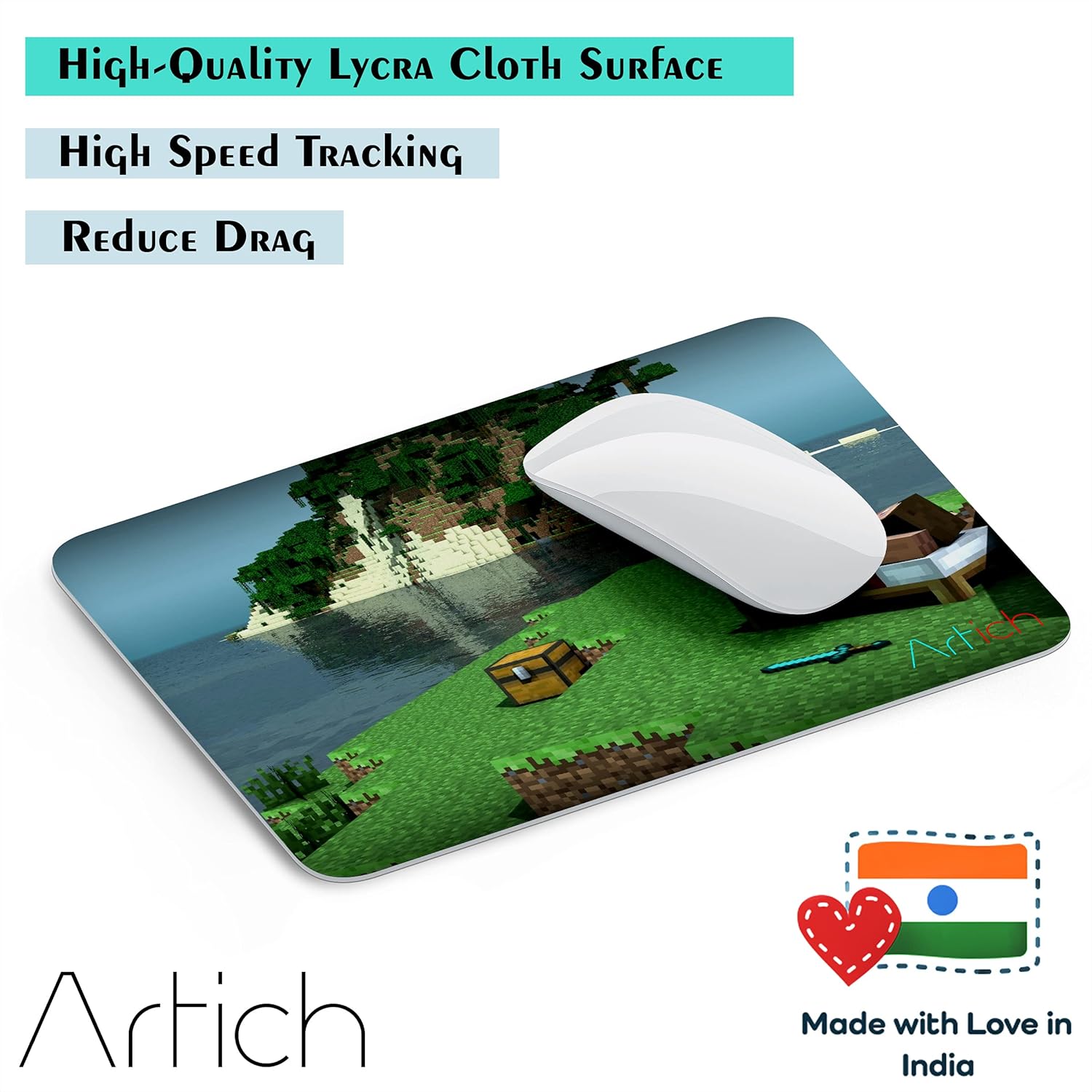 Artich Minecraft Resting on Bed Gaming Mouse Pad