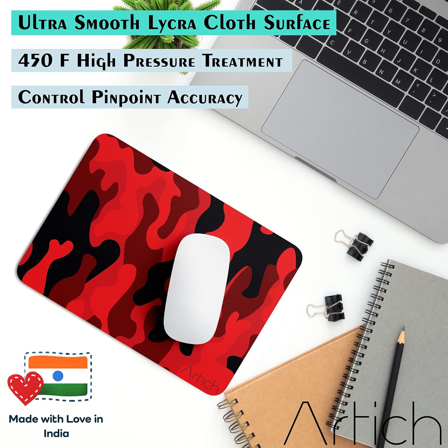 Artich Dark Red Black Camouflage Pattern Gaming Mouse Pad