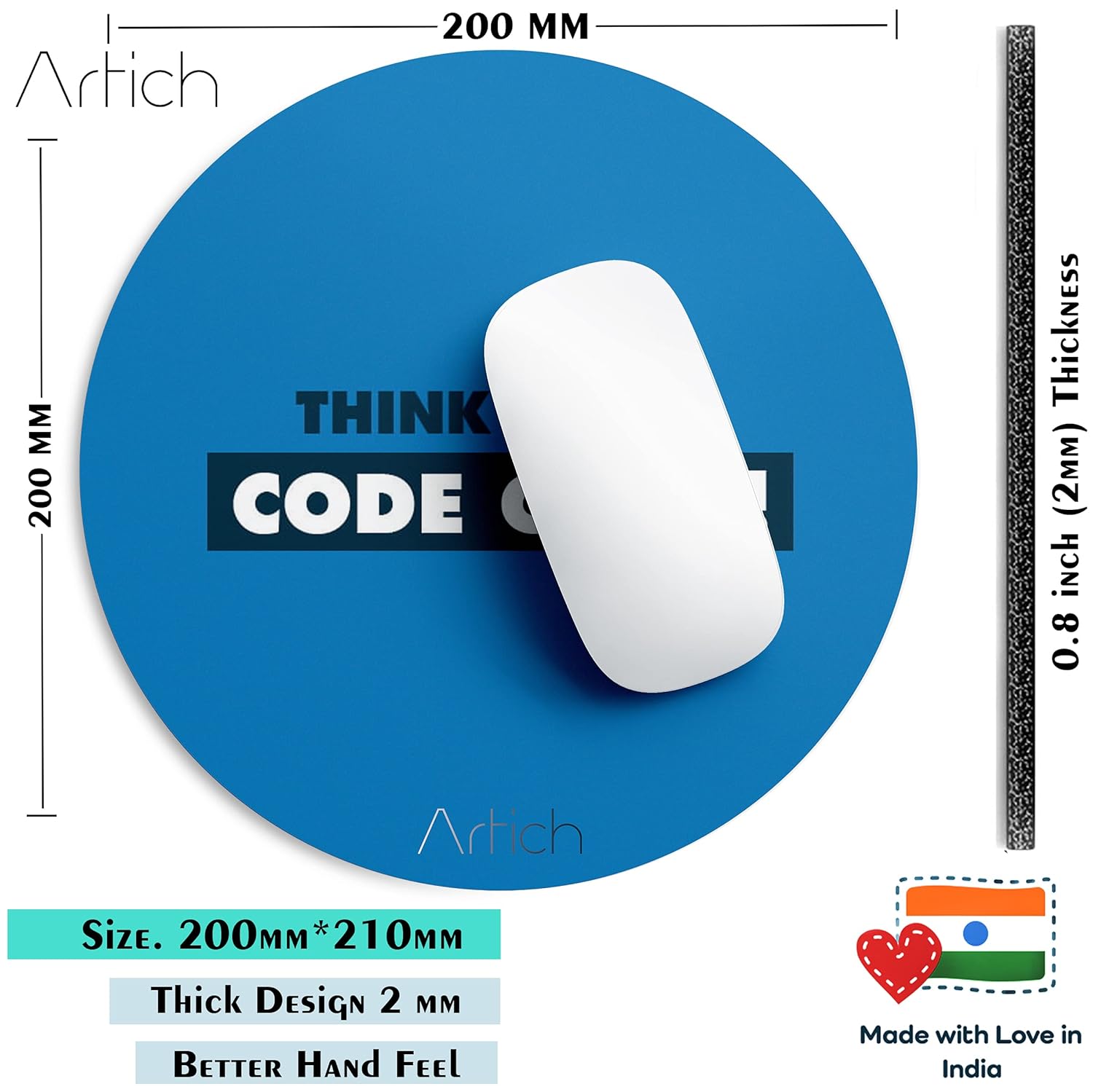 Artich Designer Gaming Mouse Pad (Think Twice Code Once)