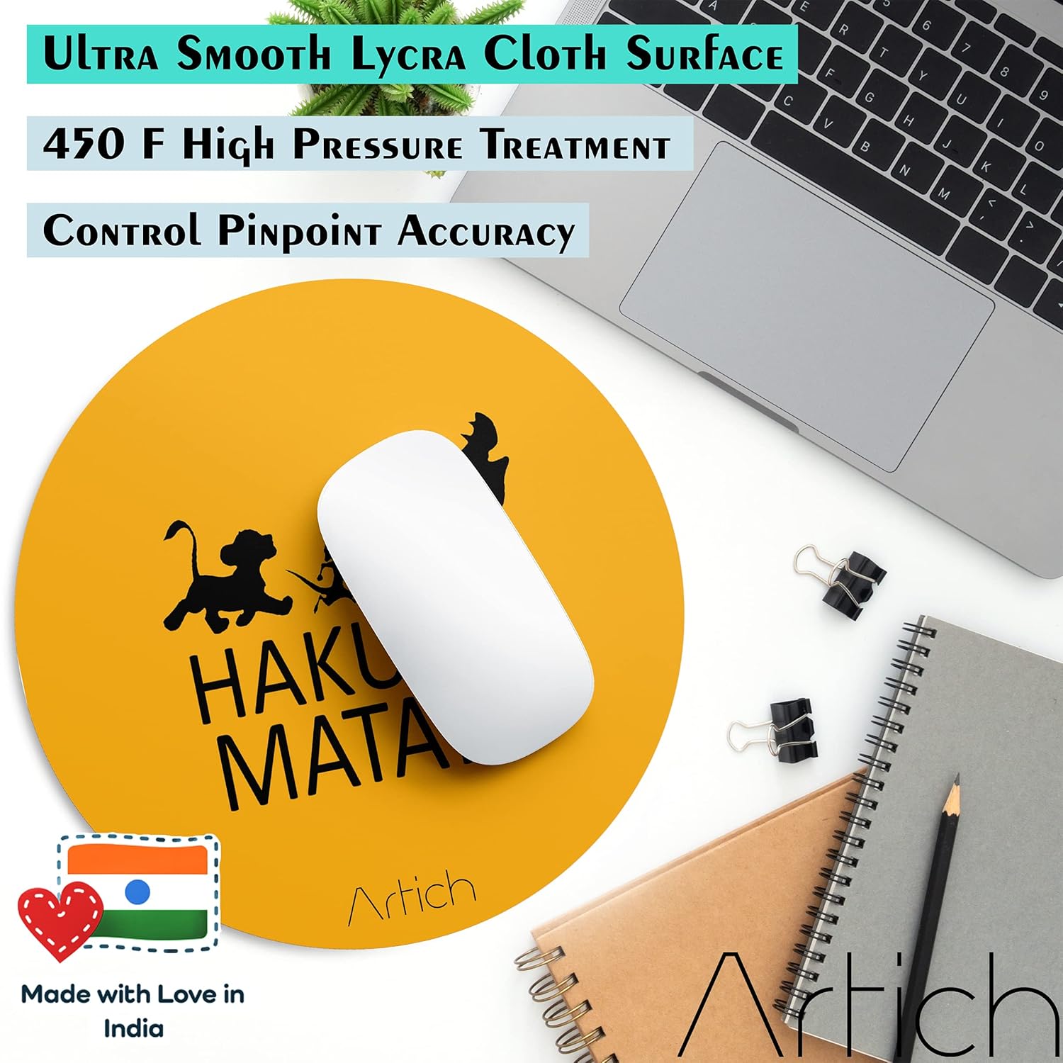 Artich Designer Gaming Mouse Pad  (Yellow Hakuna Matata)