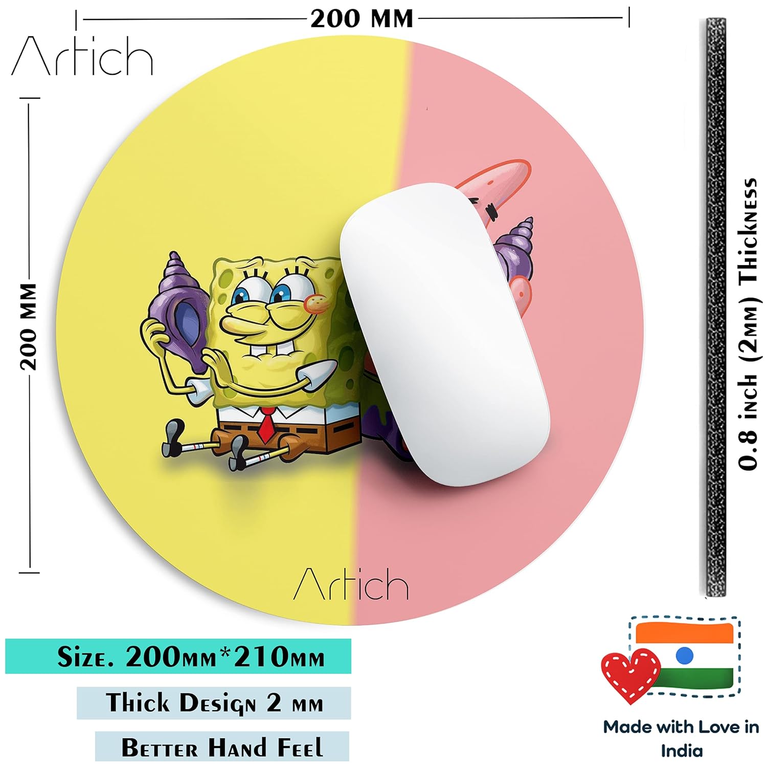 Artich Designer Gaming Mouse Pad Spongebob & Patrick)