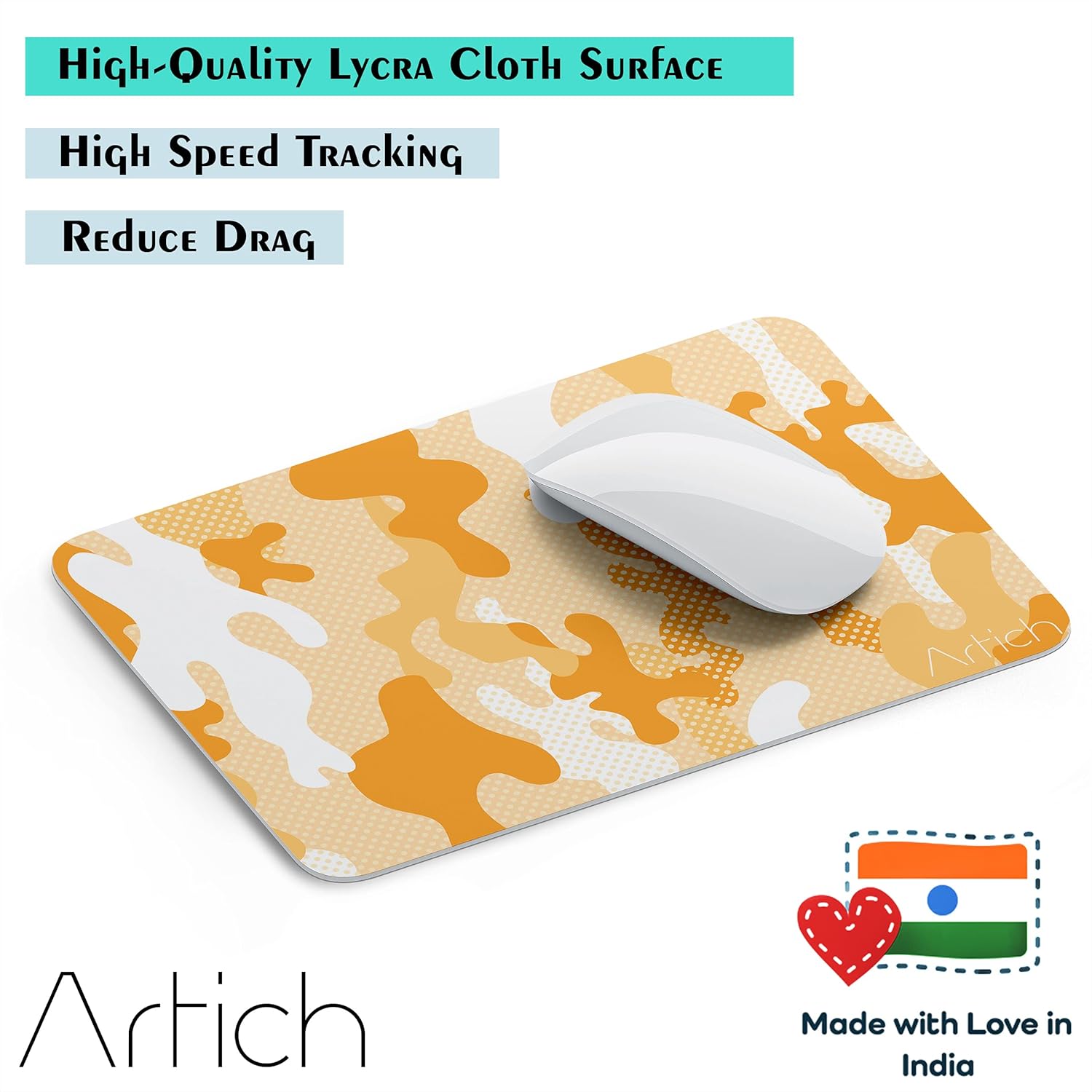 Artich Honey Yellow White Camouflage Gaming Mouse Pad