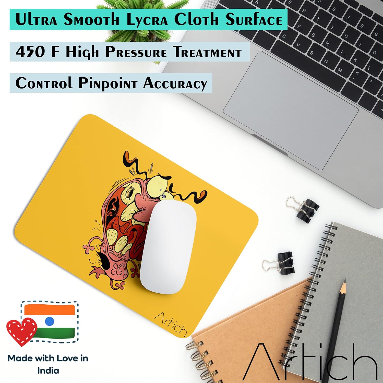 Artich Scared Courage Dog Gaming Mouse Pad