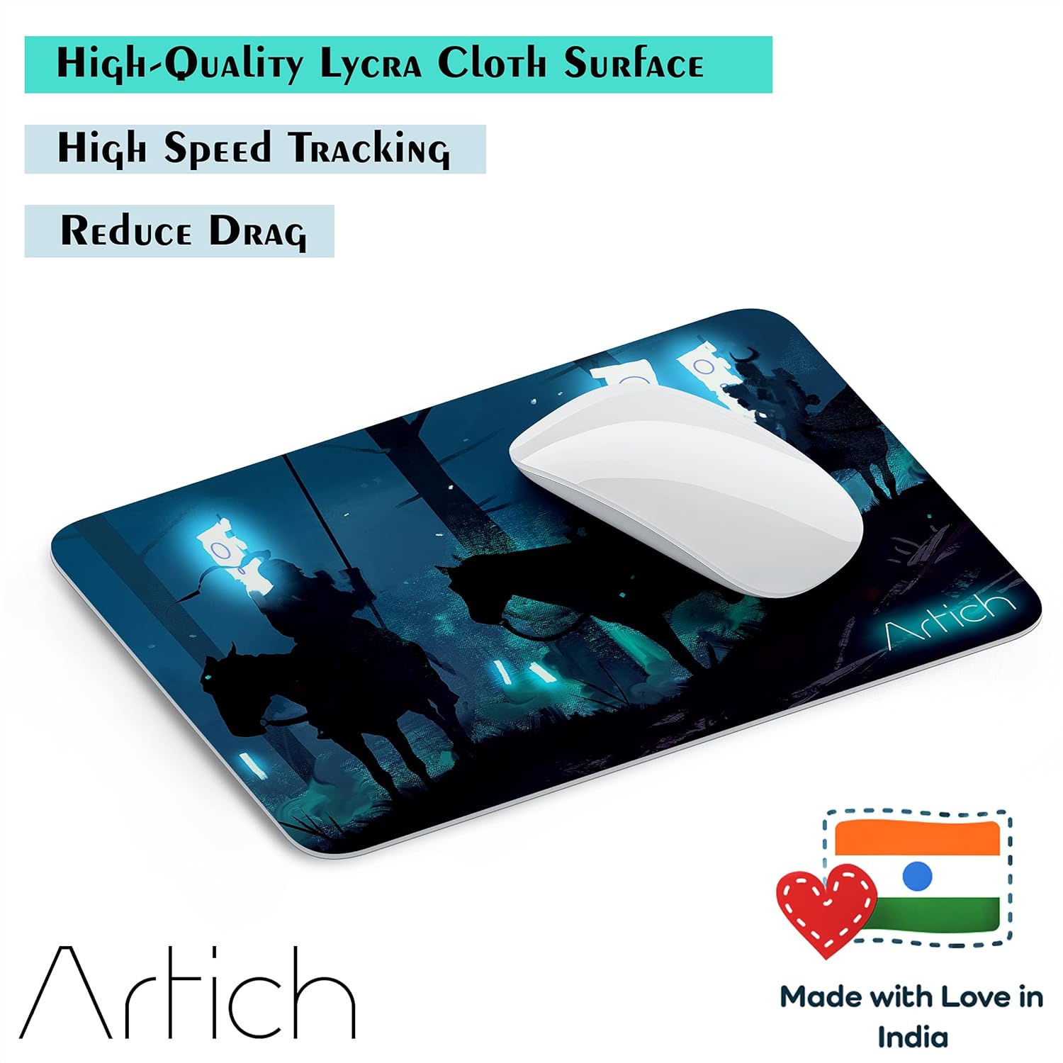 Artich Samurai with Glowing Flags Gaming Mouse Pad