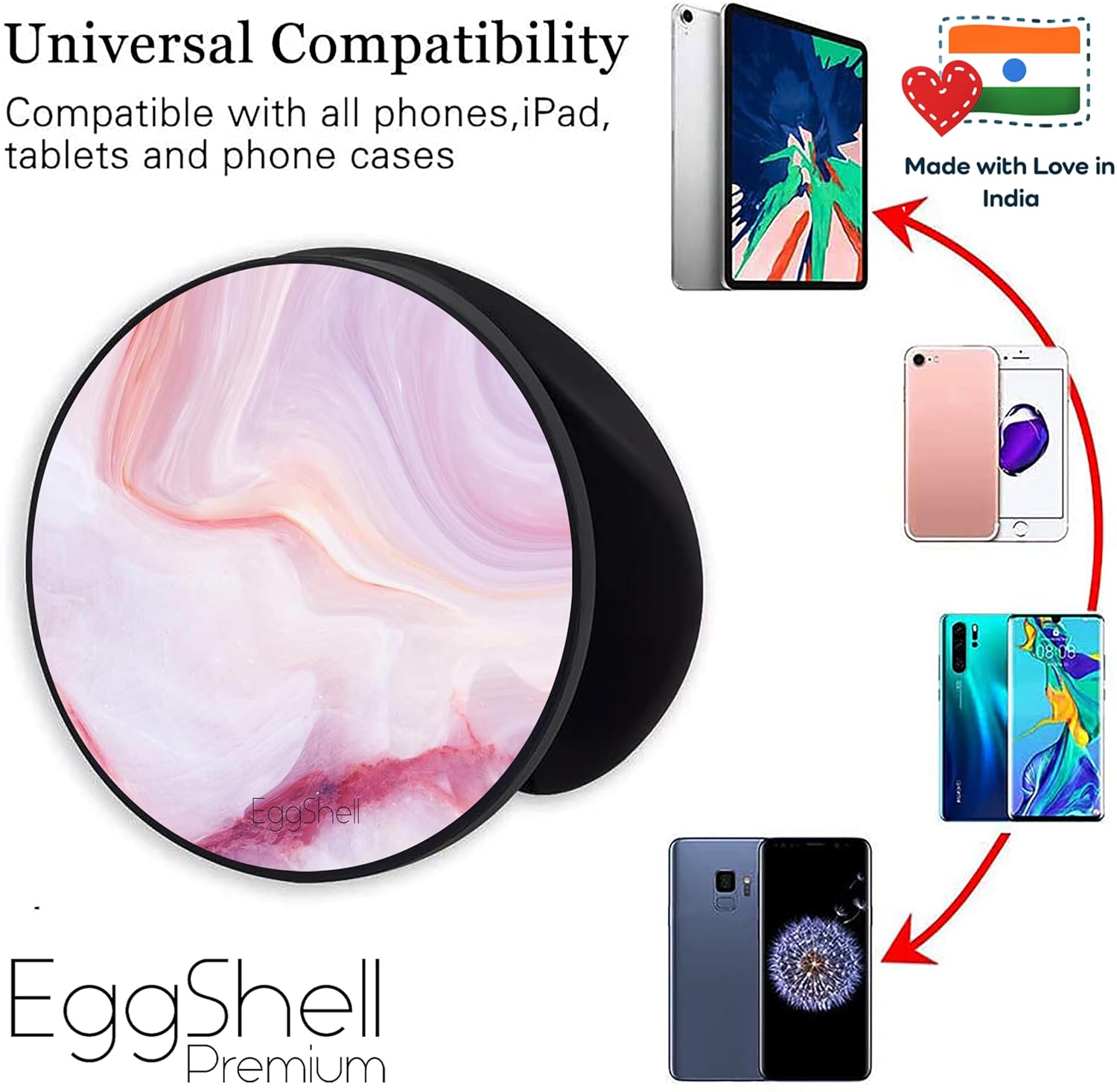 Eggshell® Pop Mobile Holder (Pink Velvety Ocean Marble)