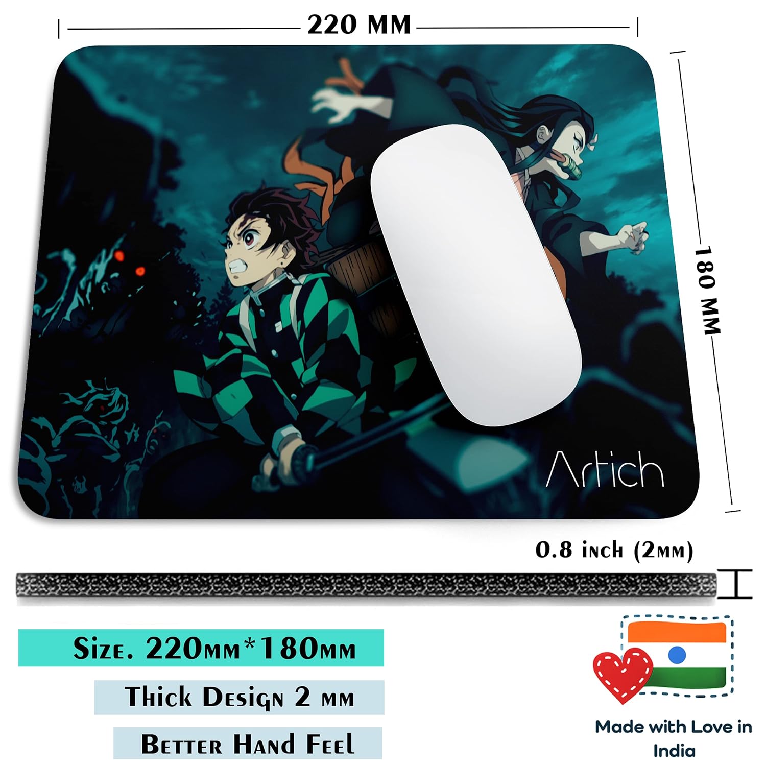 Artich Tanjiro & Nezuko Fight Together Anime Gaming Mouse Pad