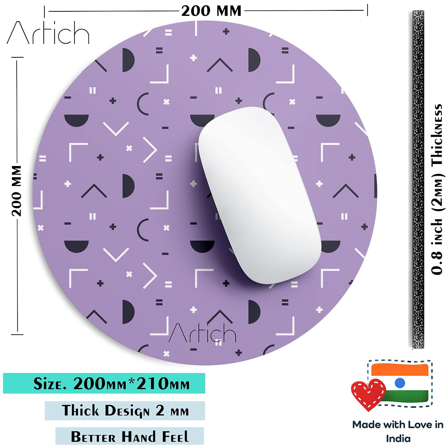 Artich Designer Gaming Mouse Pad (Violet Black Random Objects)