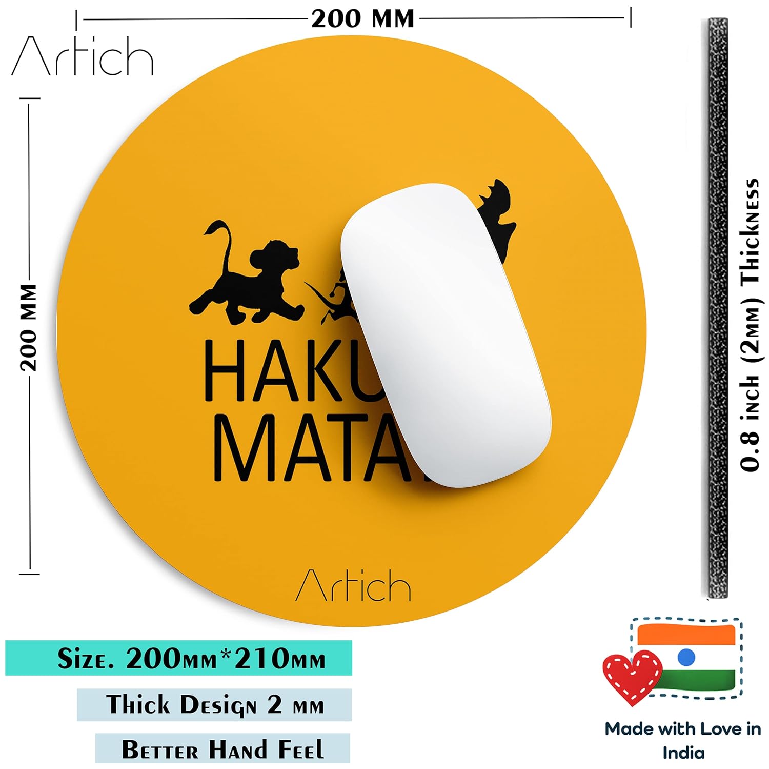 Artich Designer Gaming Mouse Pad  (Yellow Hakuna Matata)