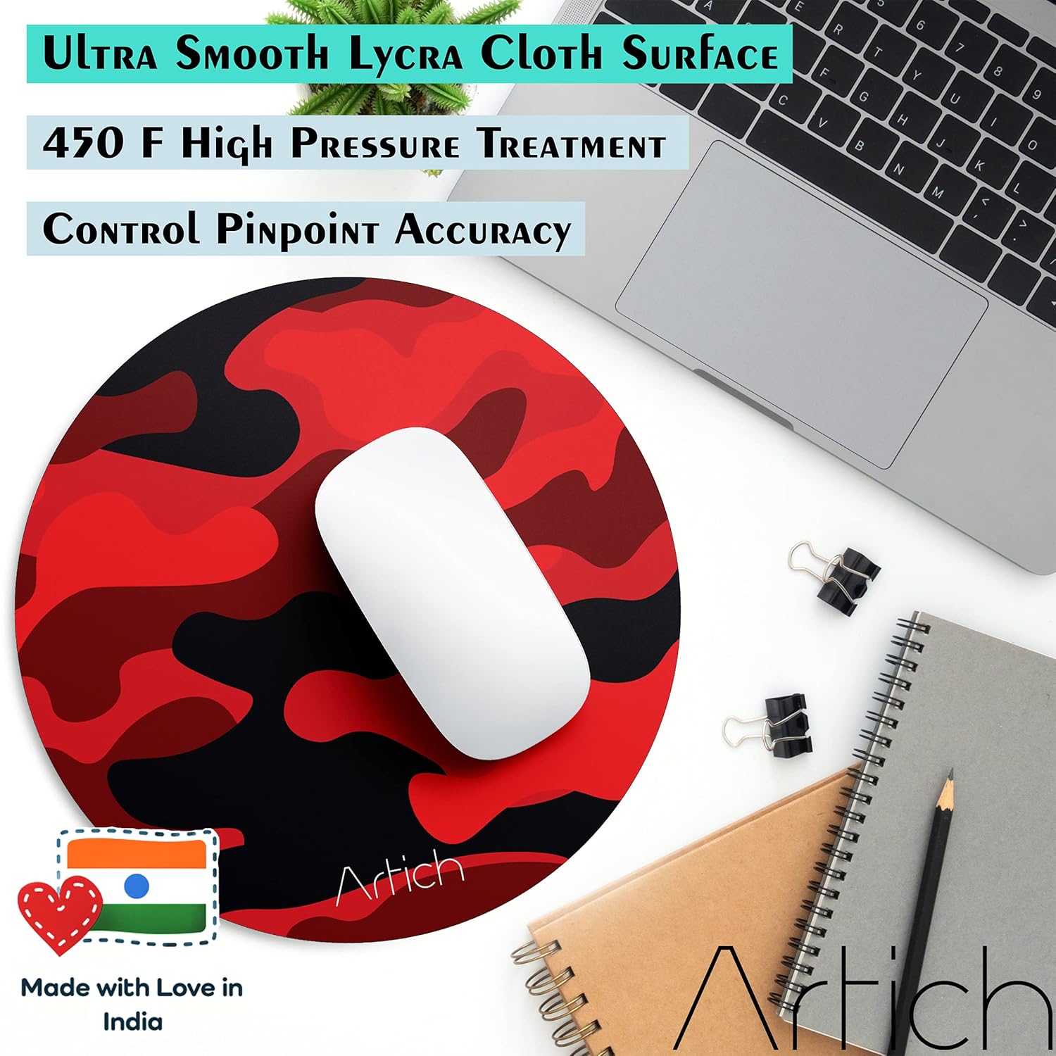 Artich Designer Gaming Mouse Pad(Red Black Camouflage)