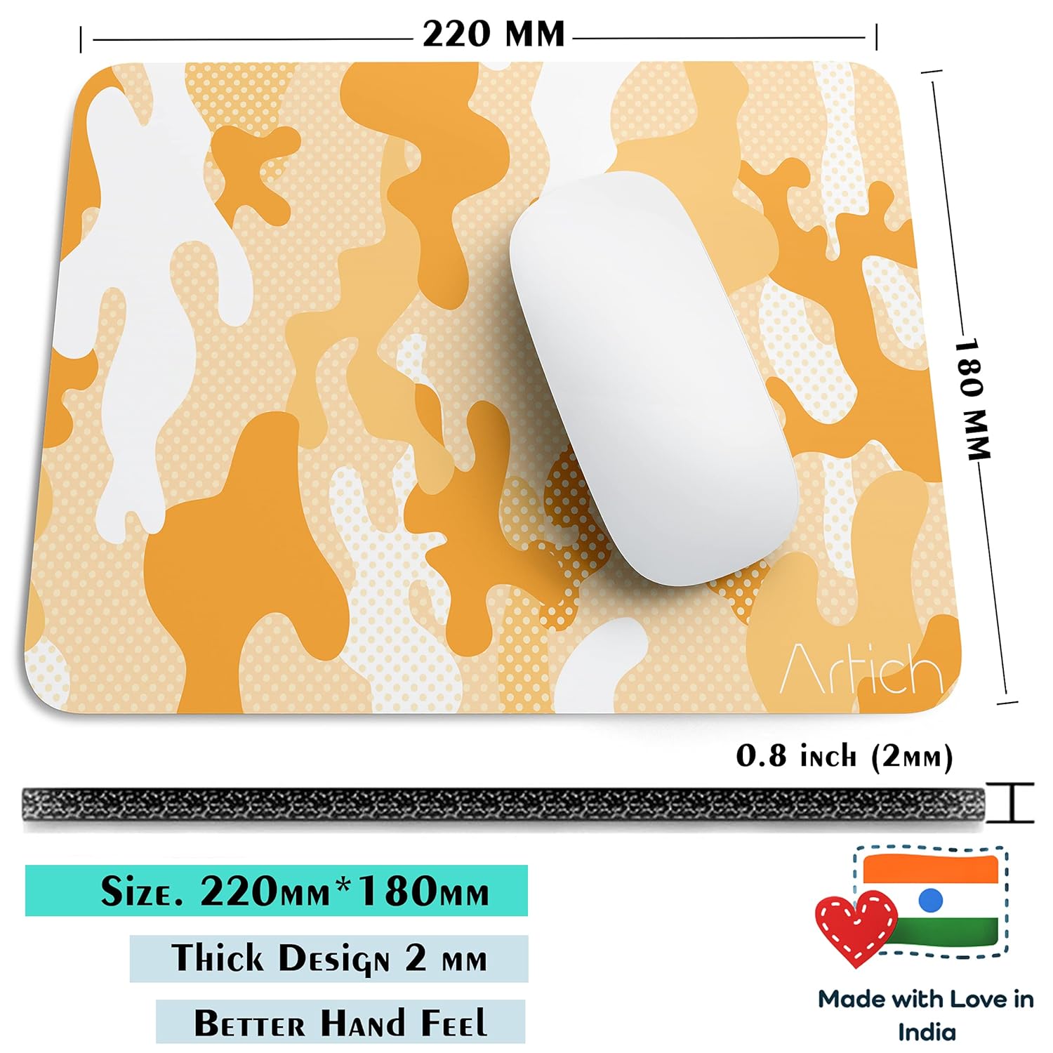 Artich Honey Yellow White Camouflage Gaming Mouse Pad