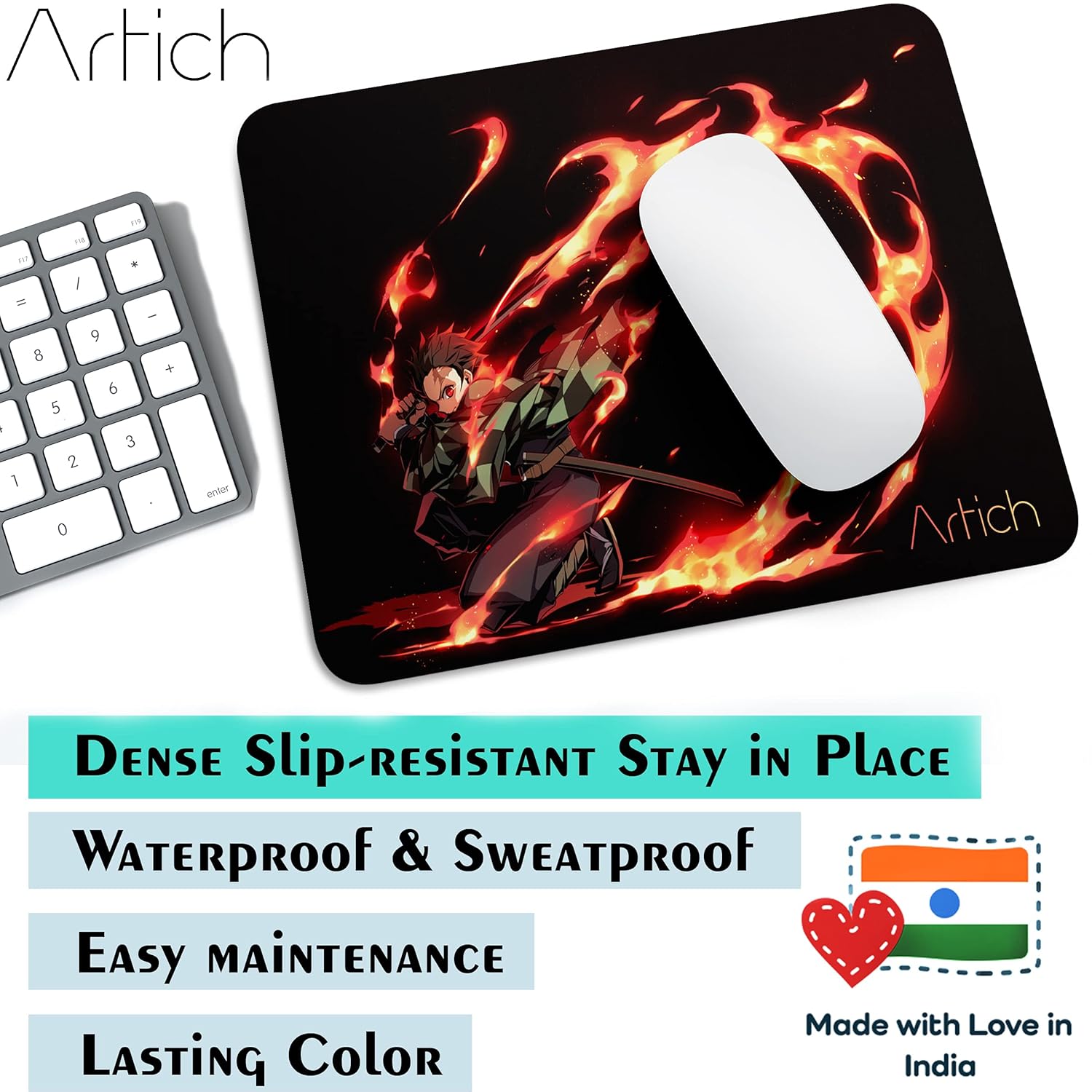 Artich Tanjiro Flame Wheel Anime Gaming Mouse Pad