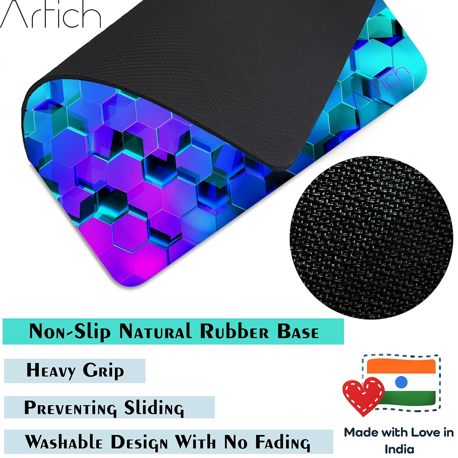 Artich Glowing Hexagon Floor Abstract Gaming Mouse Pad