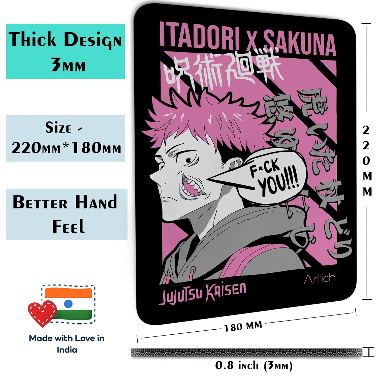 Artich Mouse Pad  (Jujustsu Kaisen Sukuna Trolling Yuji Itadori)