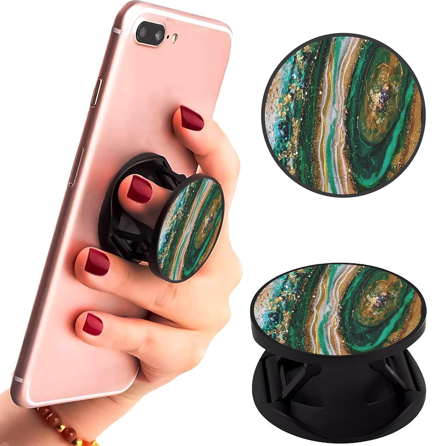 Eggshell® Pop Mobile Holder (Green geode Art Marble)