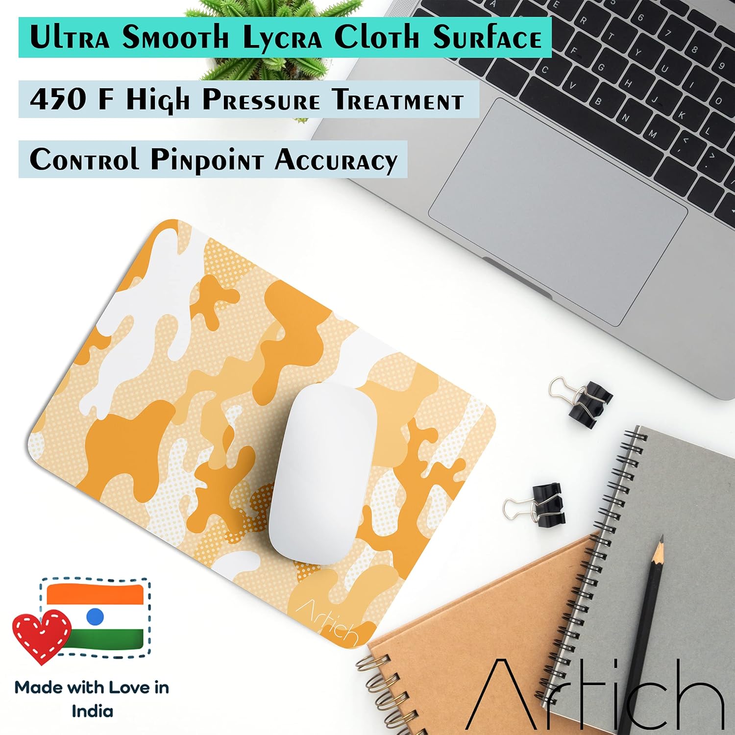 Artich Honey Yellow White Camouflage Gaming Mouse Pad