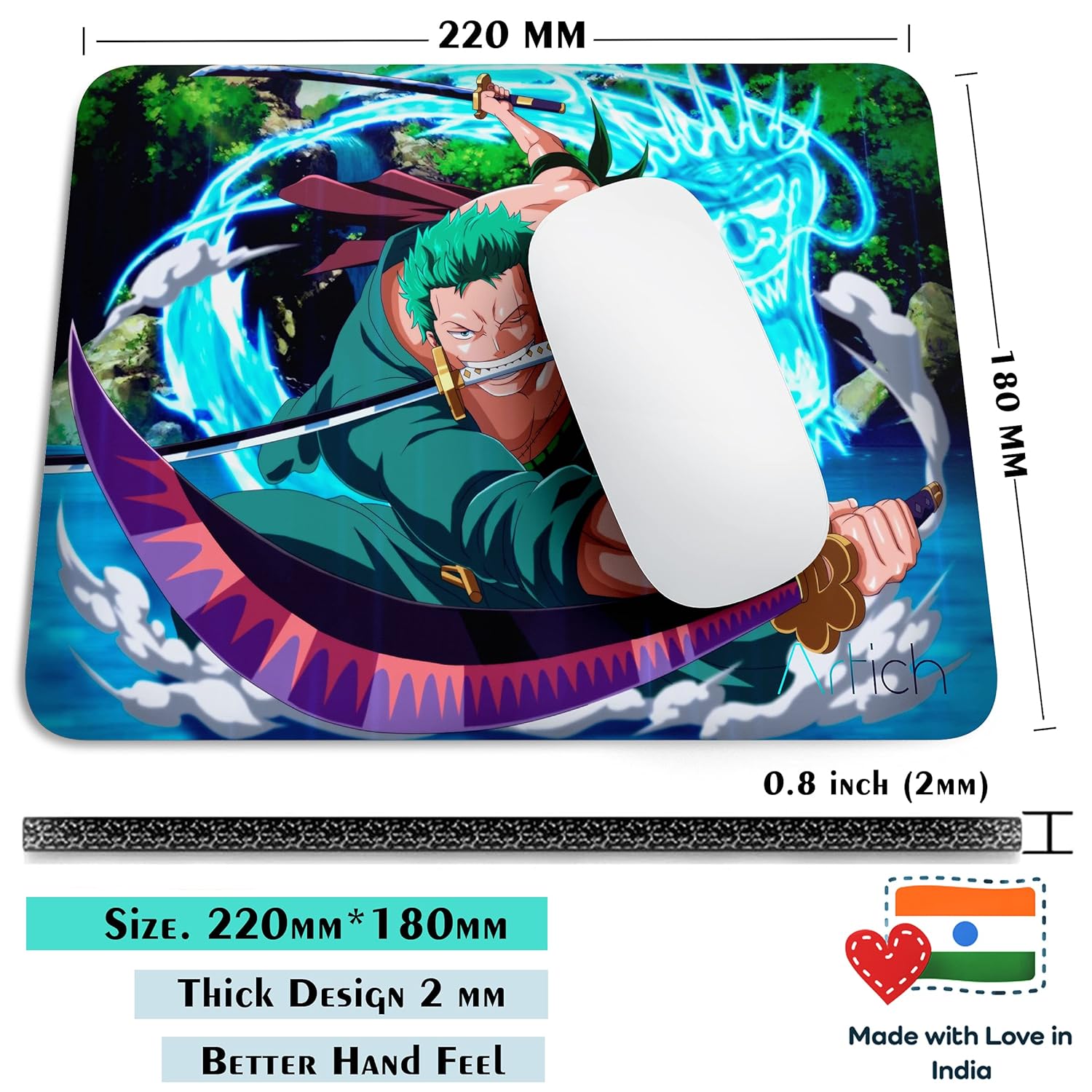 Artich One Piece Zoro Gaming Mouse Pad