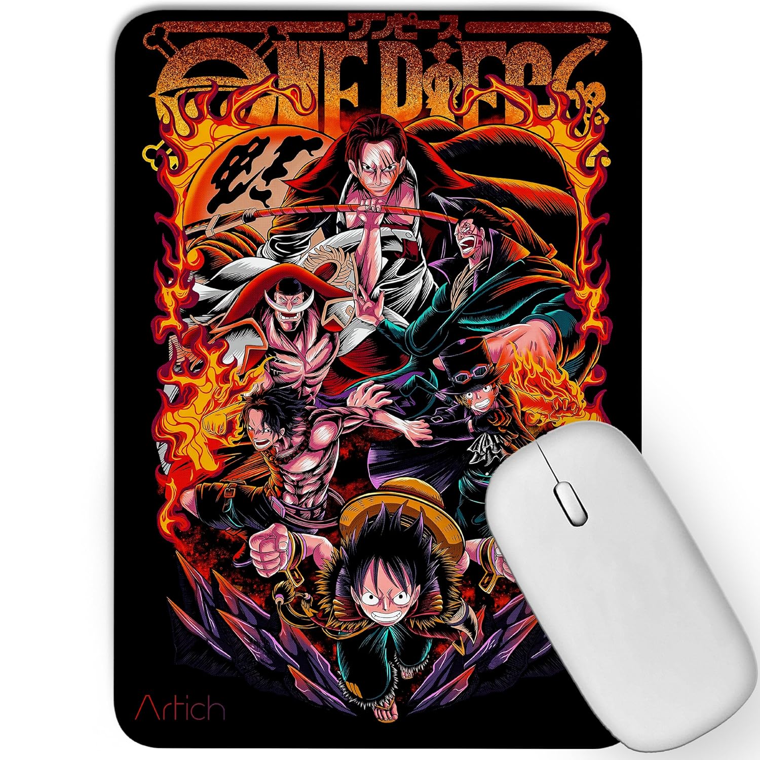 Artich Mouse Pad  (One Piece Ace Luffy Sabo and their Mentors)